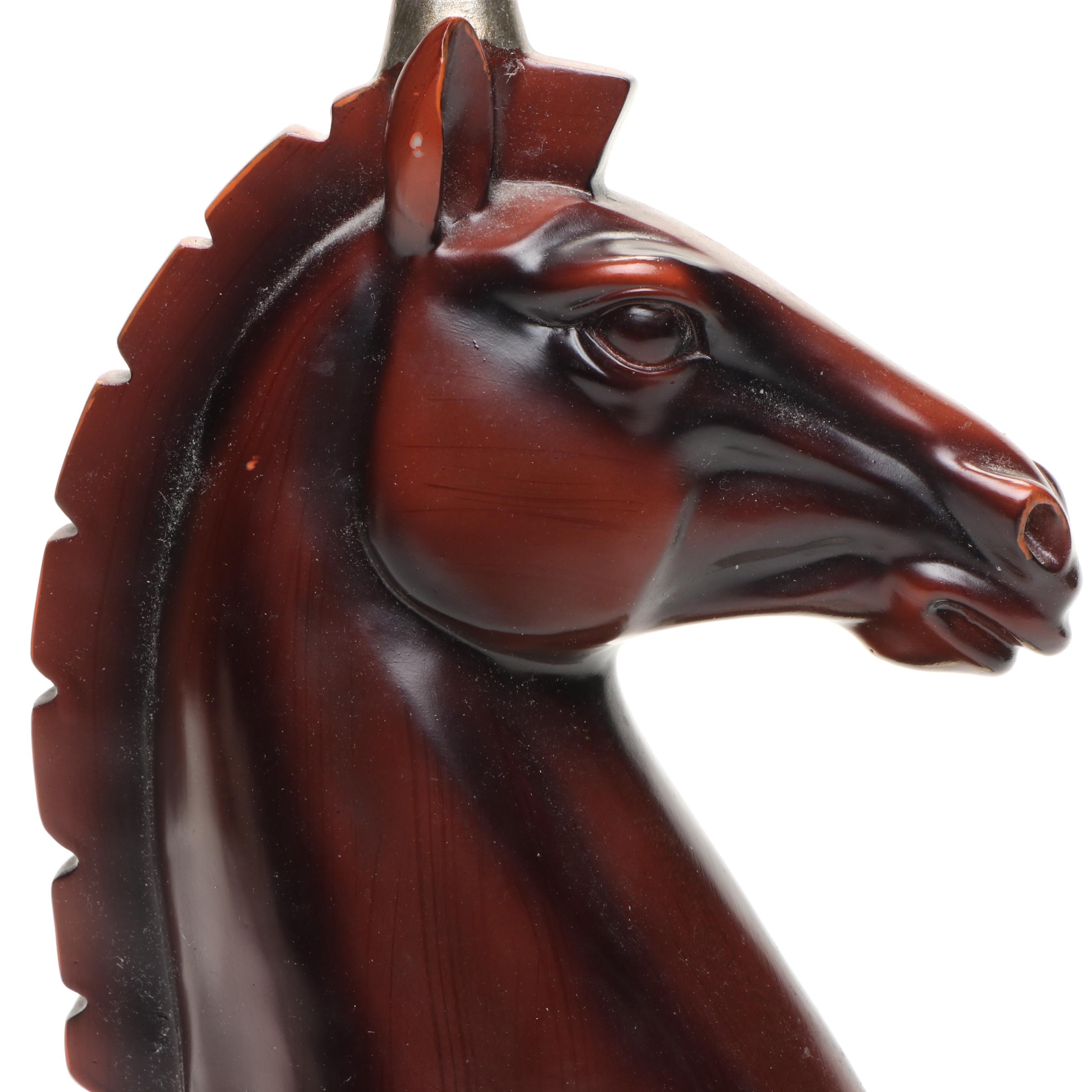 Carving of Ship's Captain with Horse Head Lamp, Late 20th Century