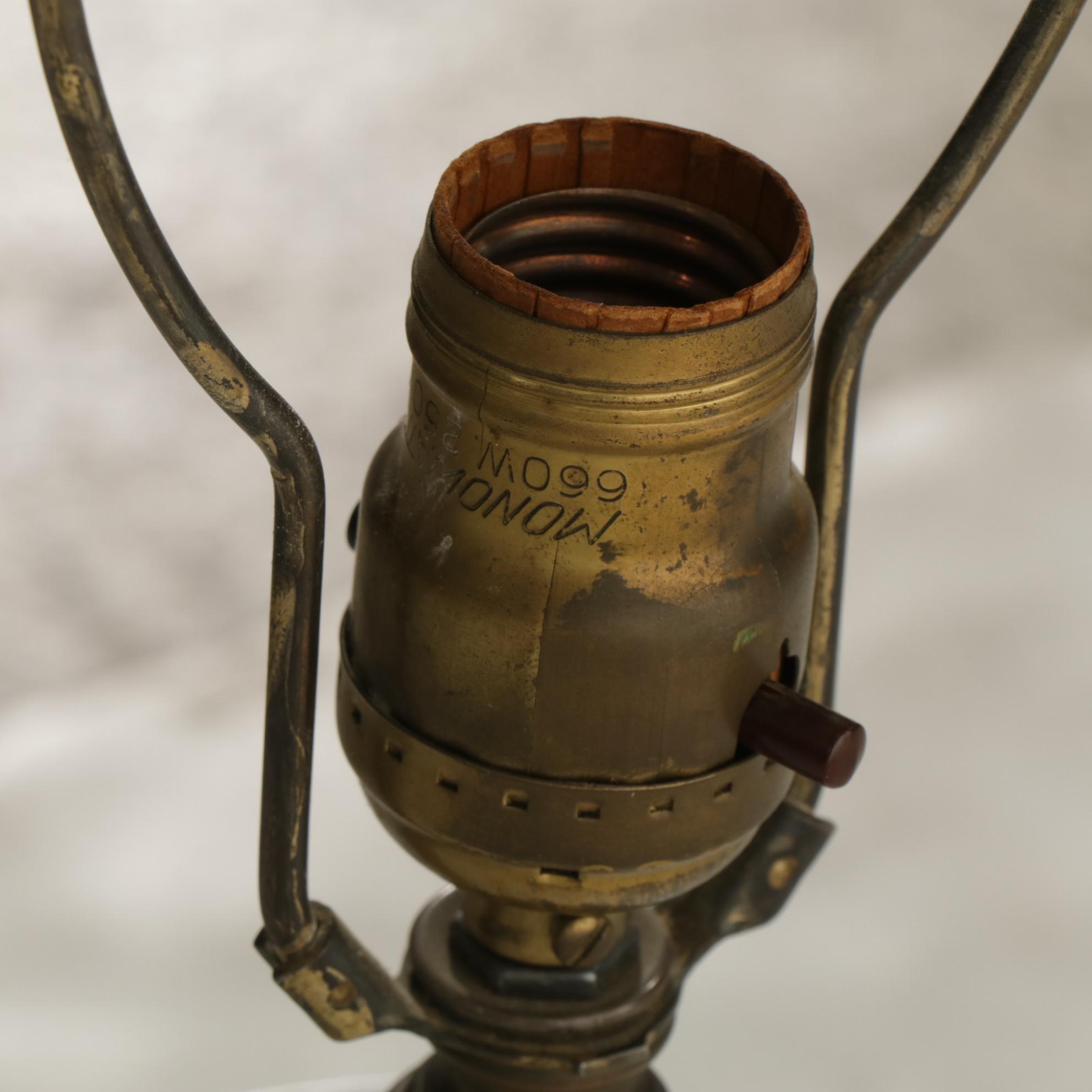 Vase Shaped Milk Glass Table Lamp, Mid-20th Century