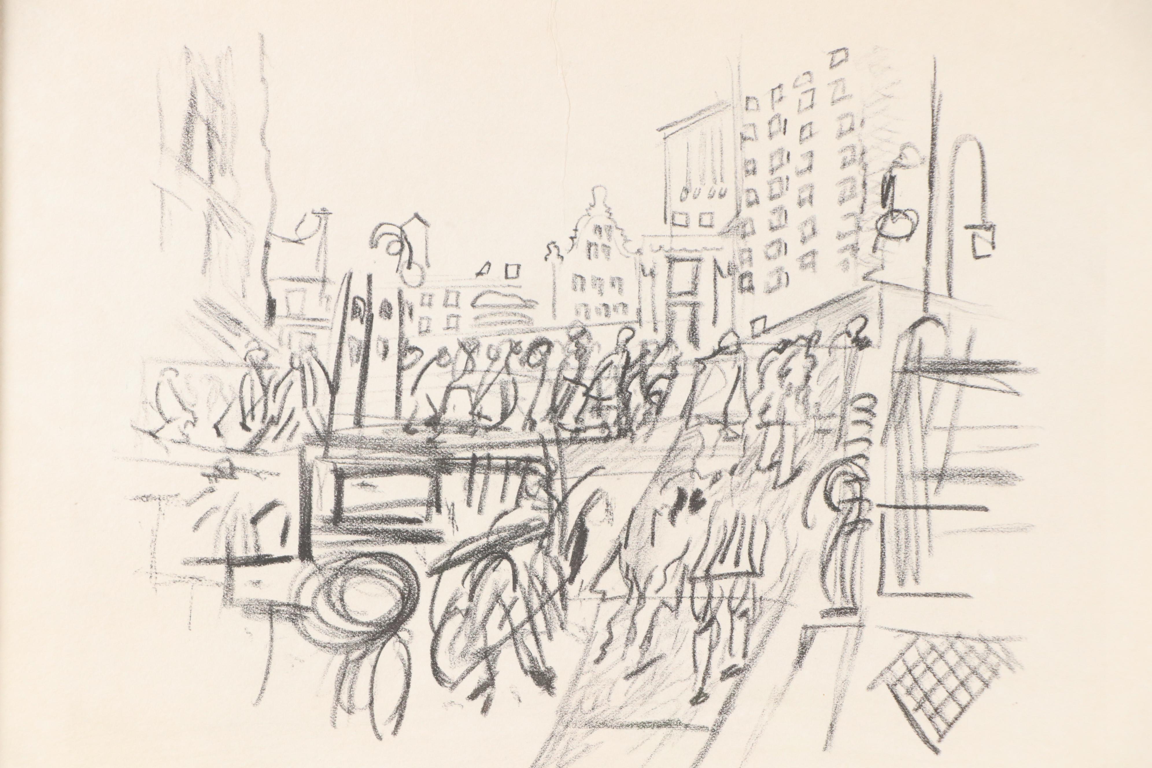 John Marin Modernist Collotype "Street Movement, Lower NY No. 2," Circa 1950