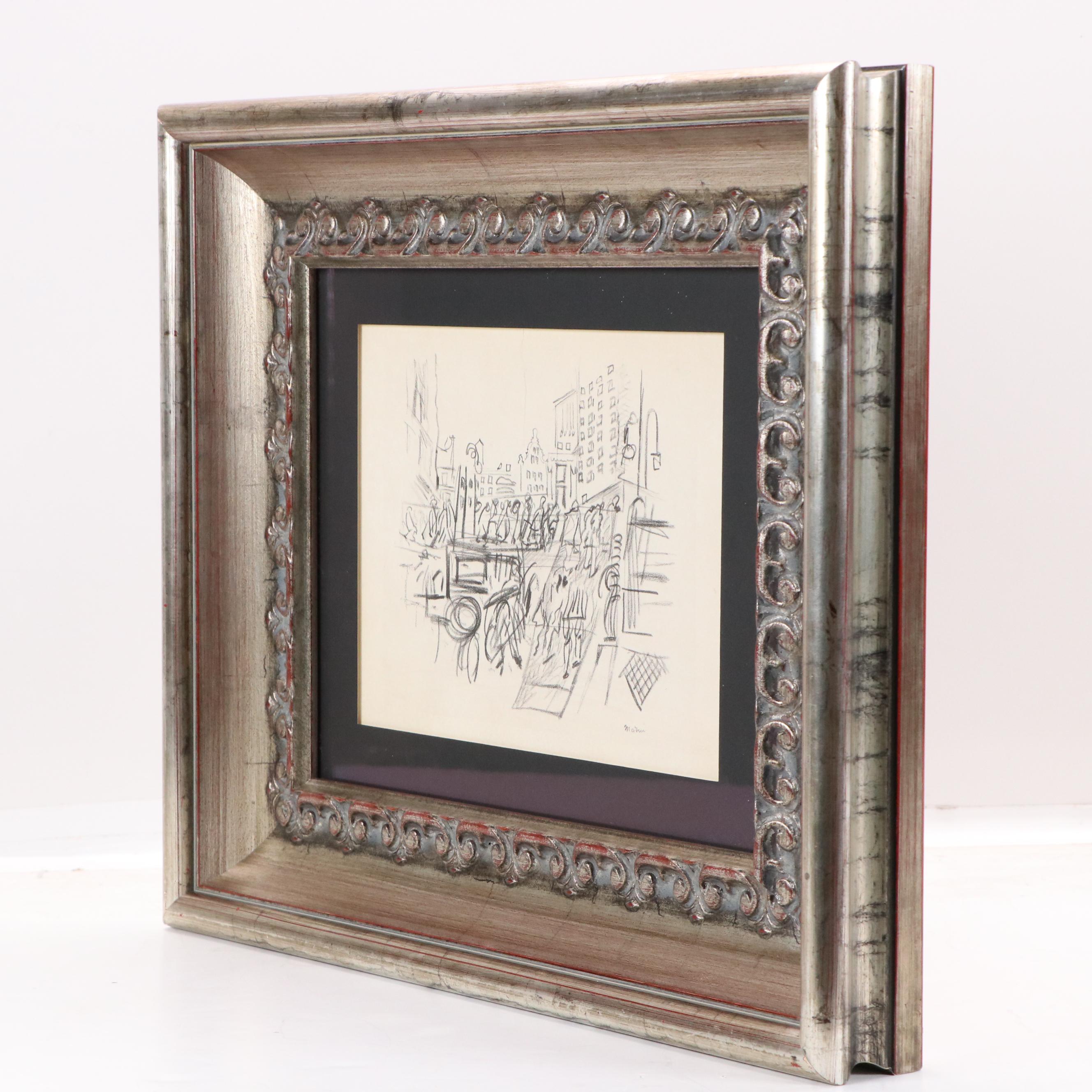 John Marin Modernist Collotype "Street Movement, Lower NY No. 2," Circa 1950