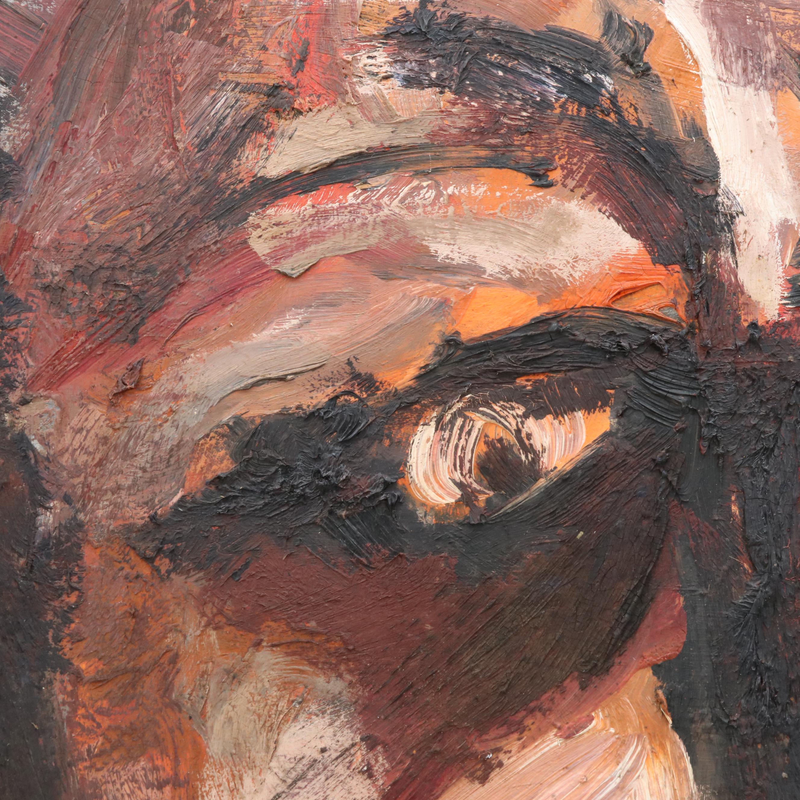 James Bruch Expressionist Style Portrait Oil Painting of Sneering Man