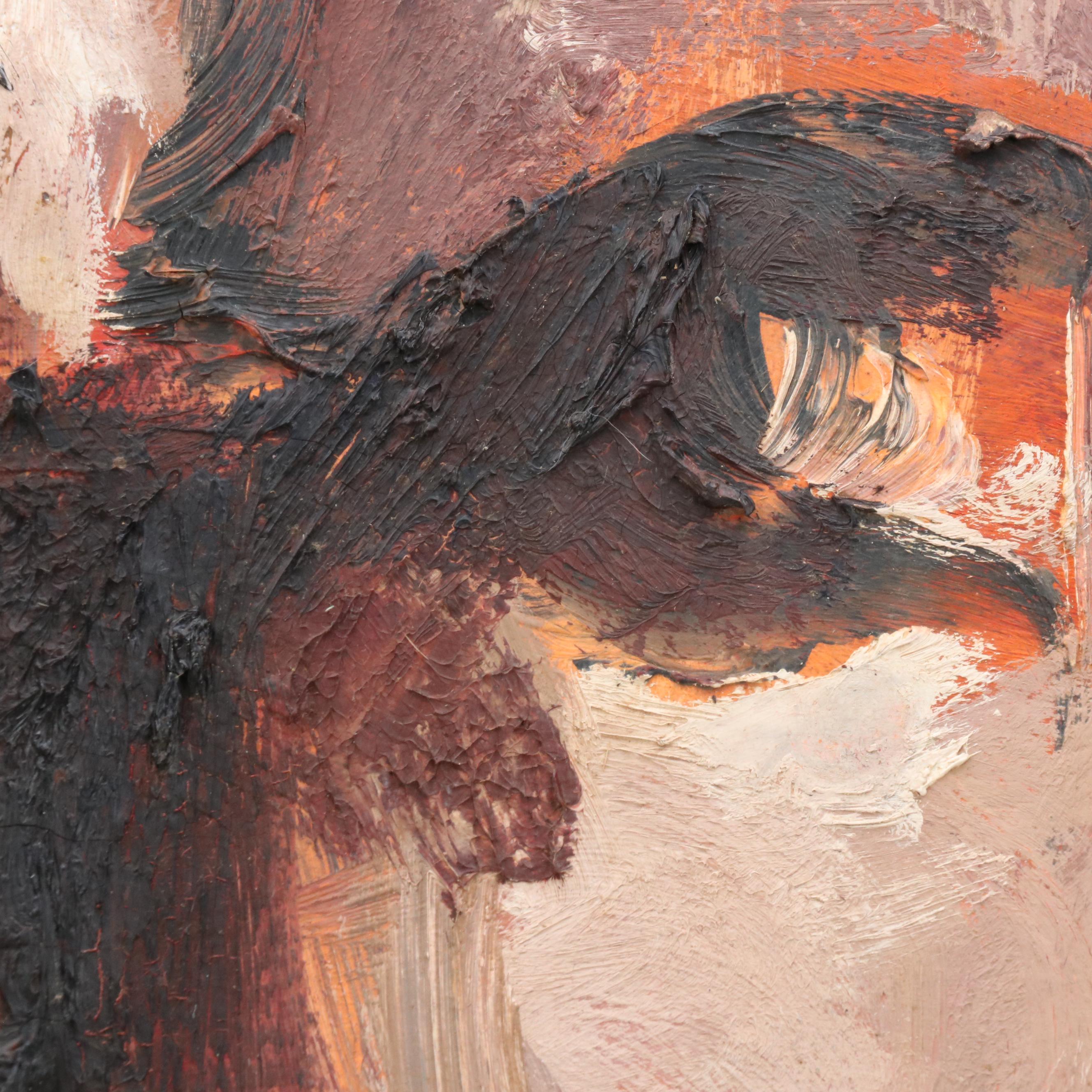 James Bruch Expressionist Style Portrait Oil Painting of Sneering Man