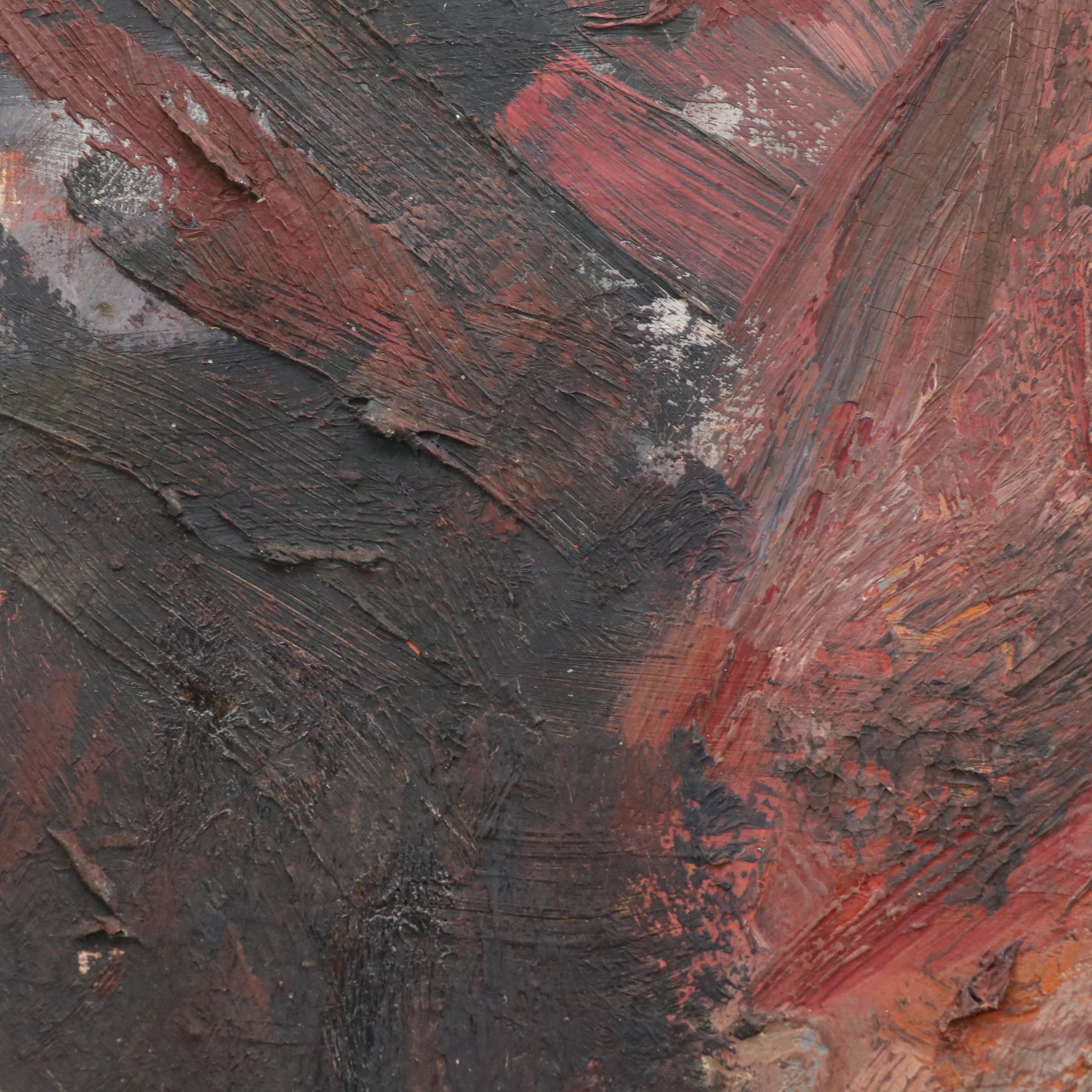 James Bruch Expressionist Style Portrait Oil Painting of Sneering Man