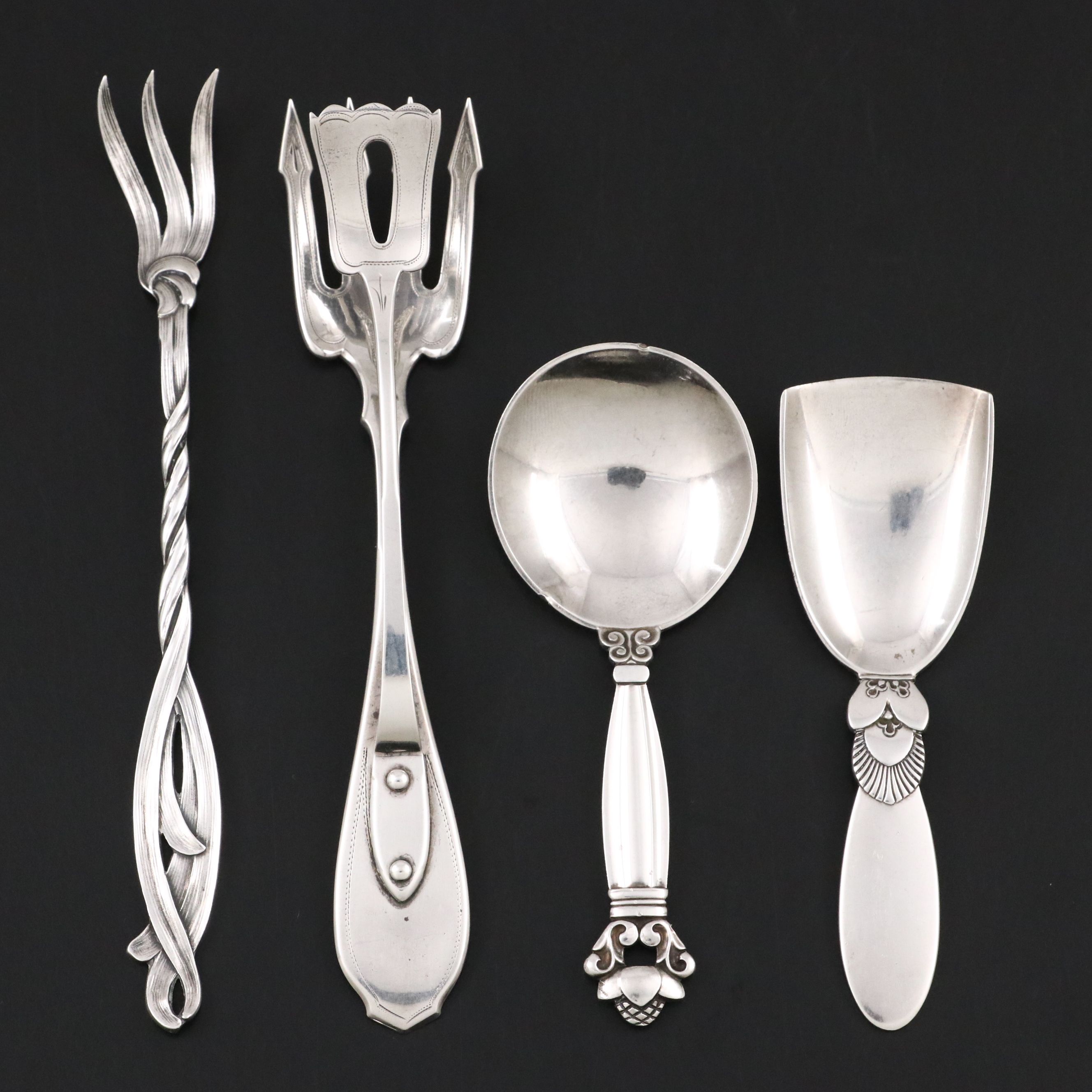 Georg Jensen "Cactus" and "Acorn" with Other Sterling Silver Serving Utensils