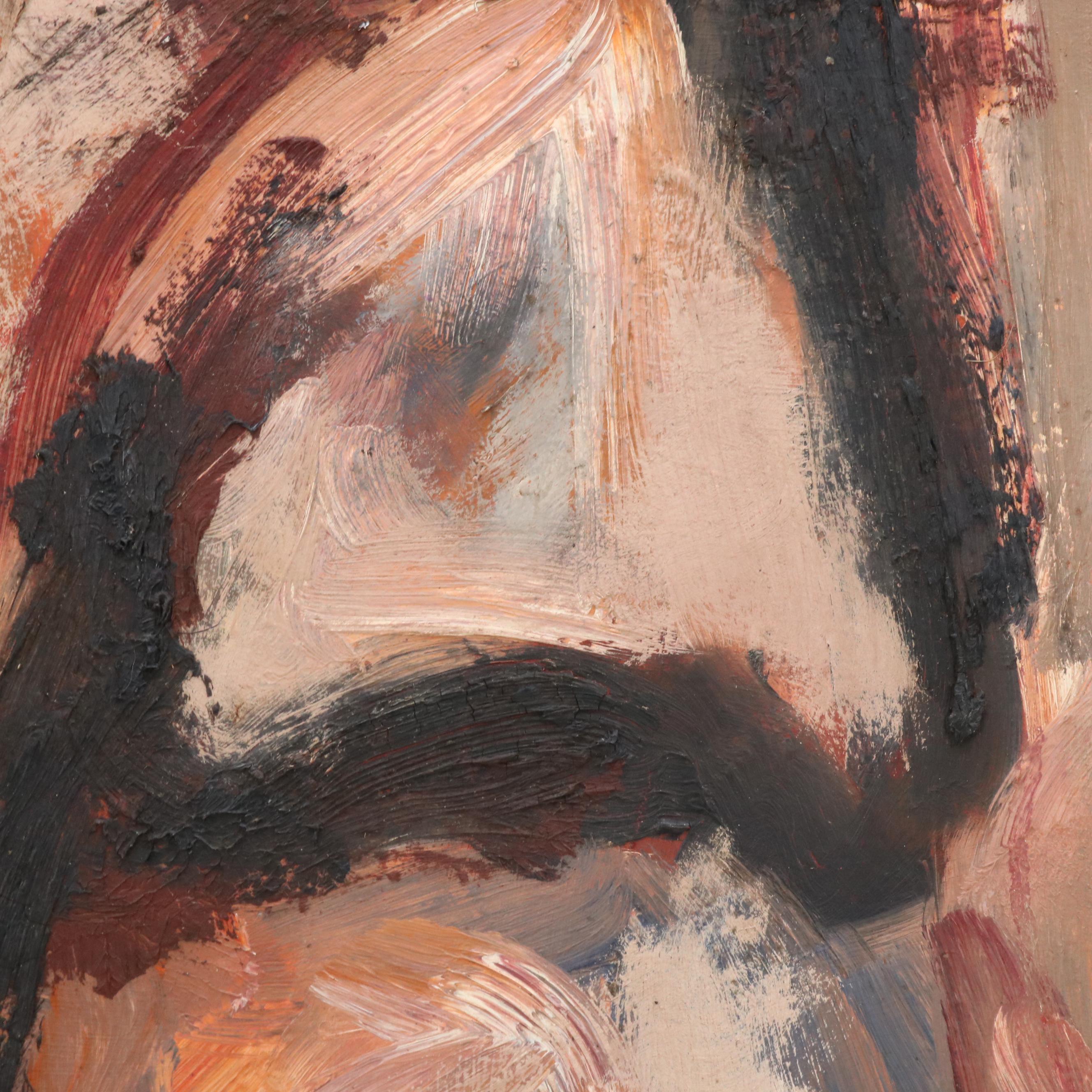 James Bruch Expressionist Style Portrait Oil Painting of Sneering Man