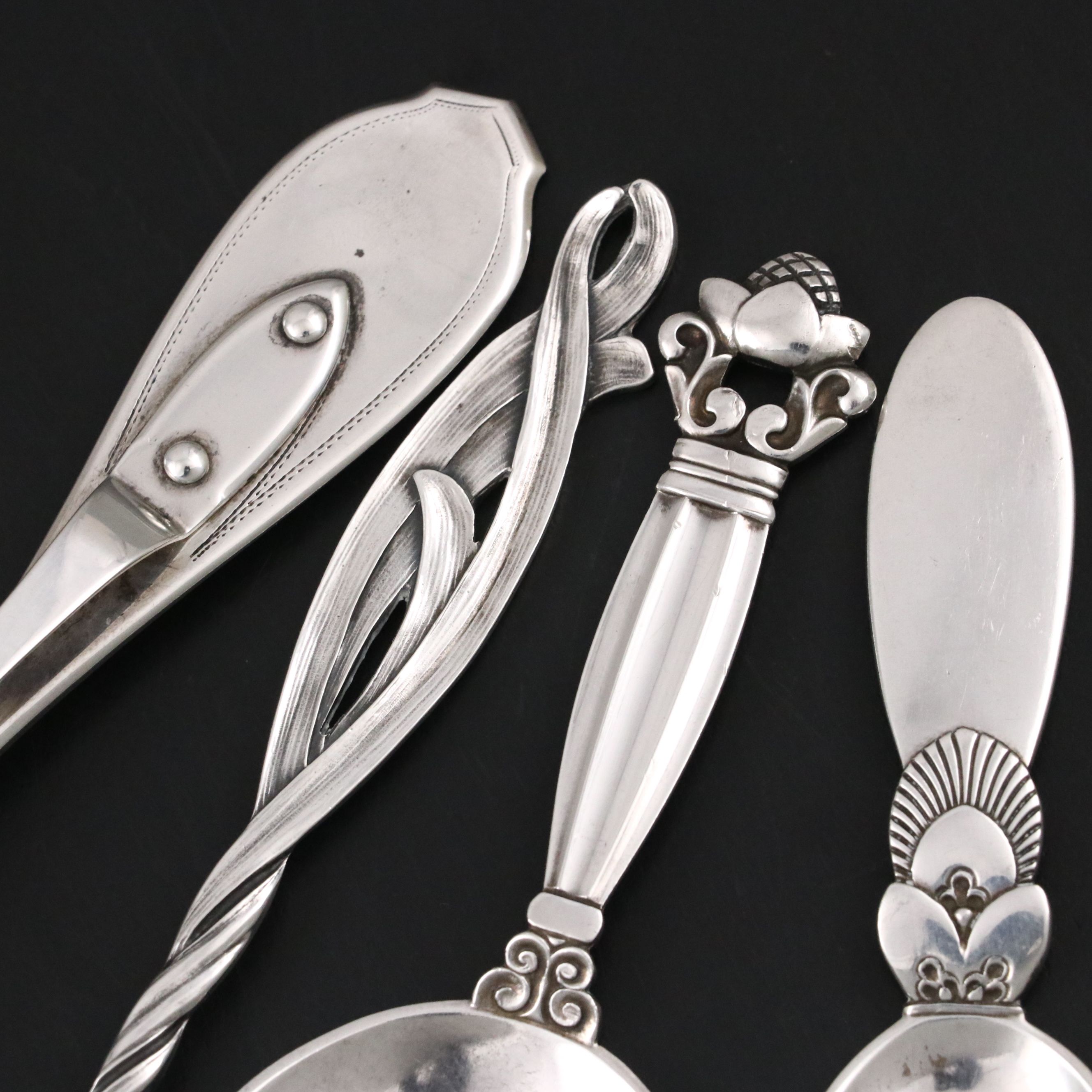 Georg Jensen "Cactus" and "Acorn" with Other Sterling Silver Serving Utensils