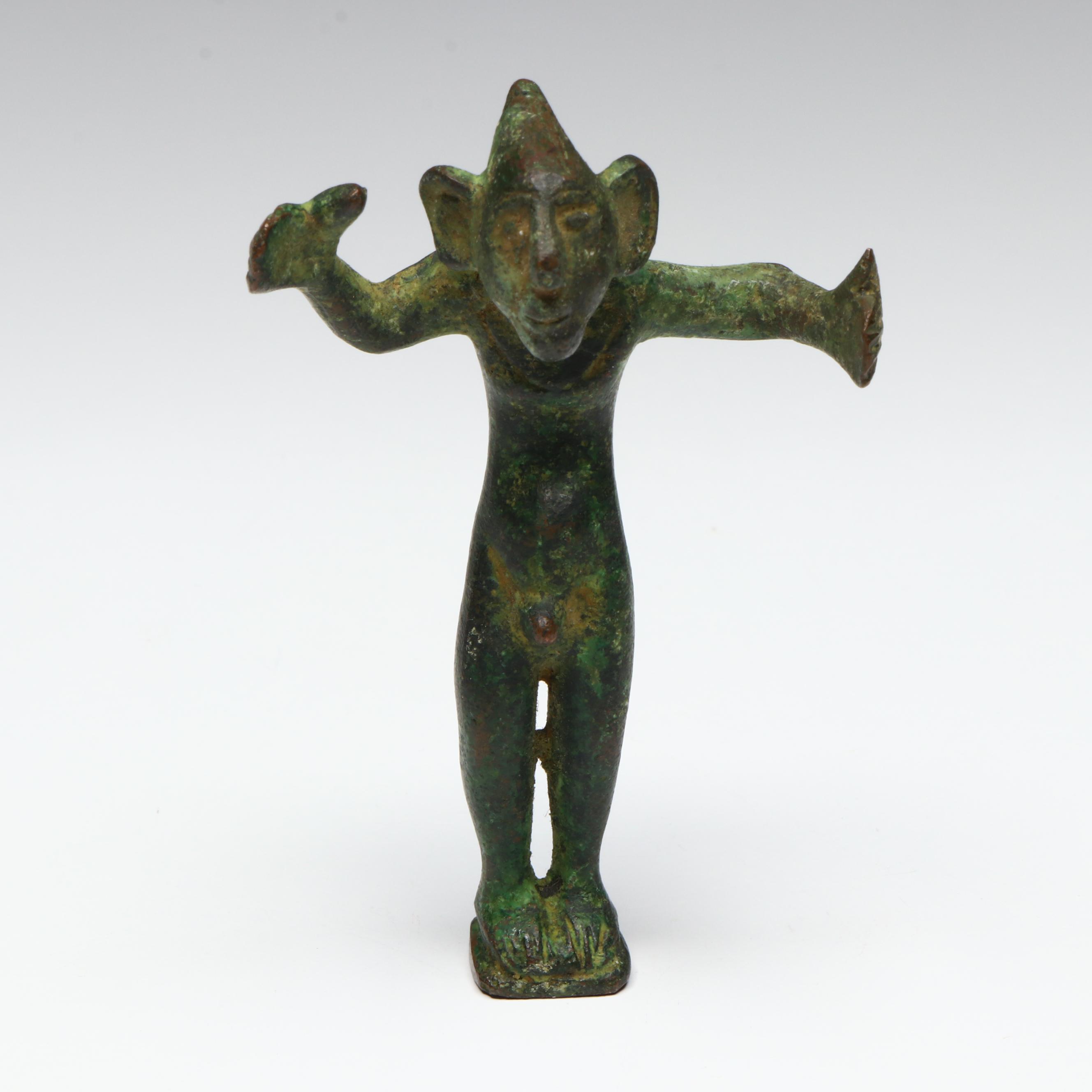 Antique/Vintage African Bronze Male Figures with South Asian Brass Deity