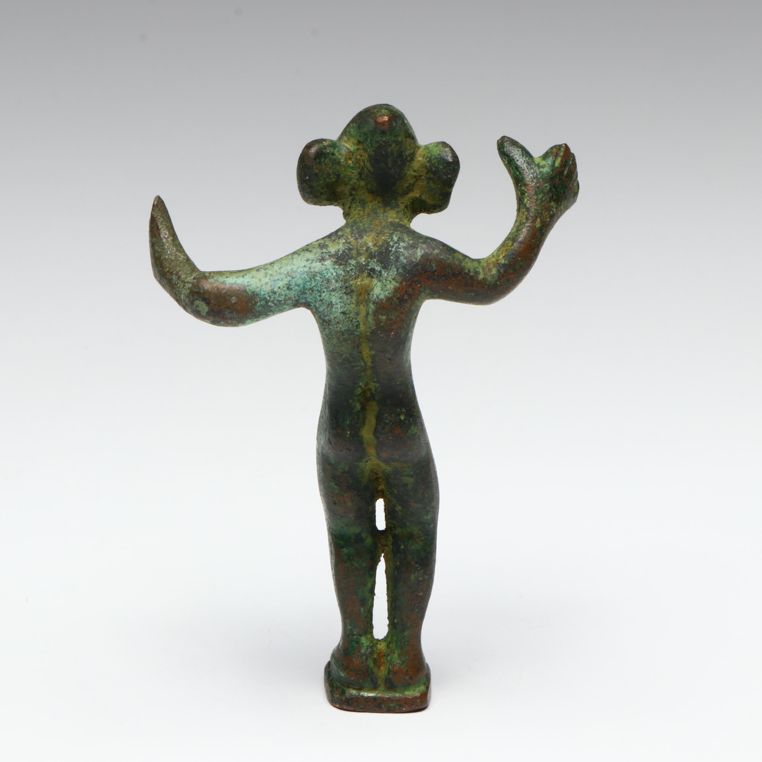 Antique/Vintage African Bronze Male Figures with South Asian Brass Deity