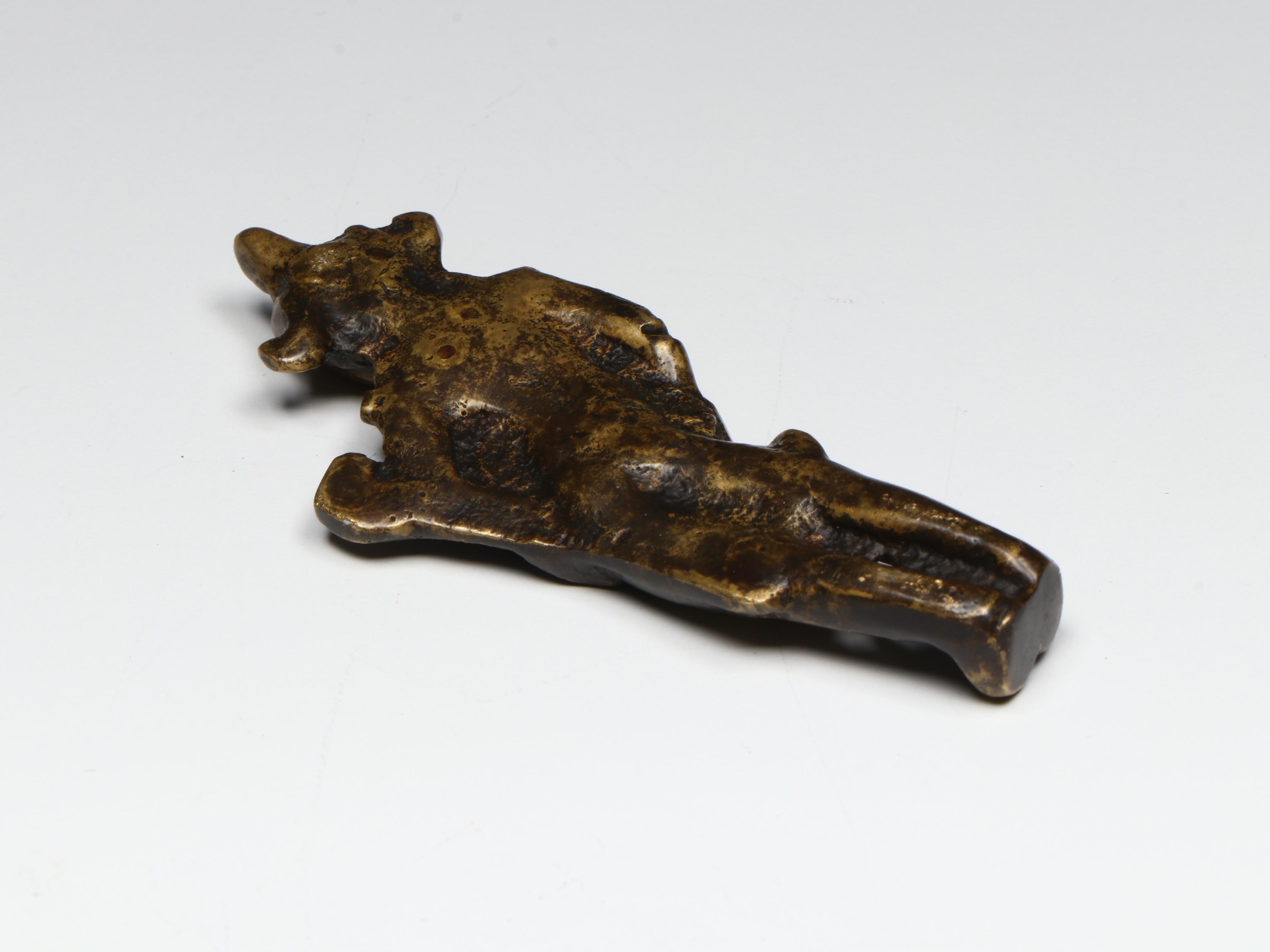 Antique/Vintage African Bronze Male Figures with South Asian Brass Deity