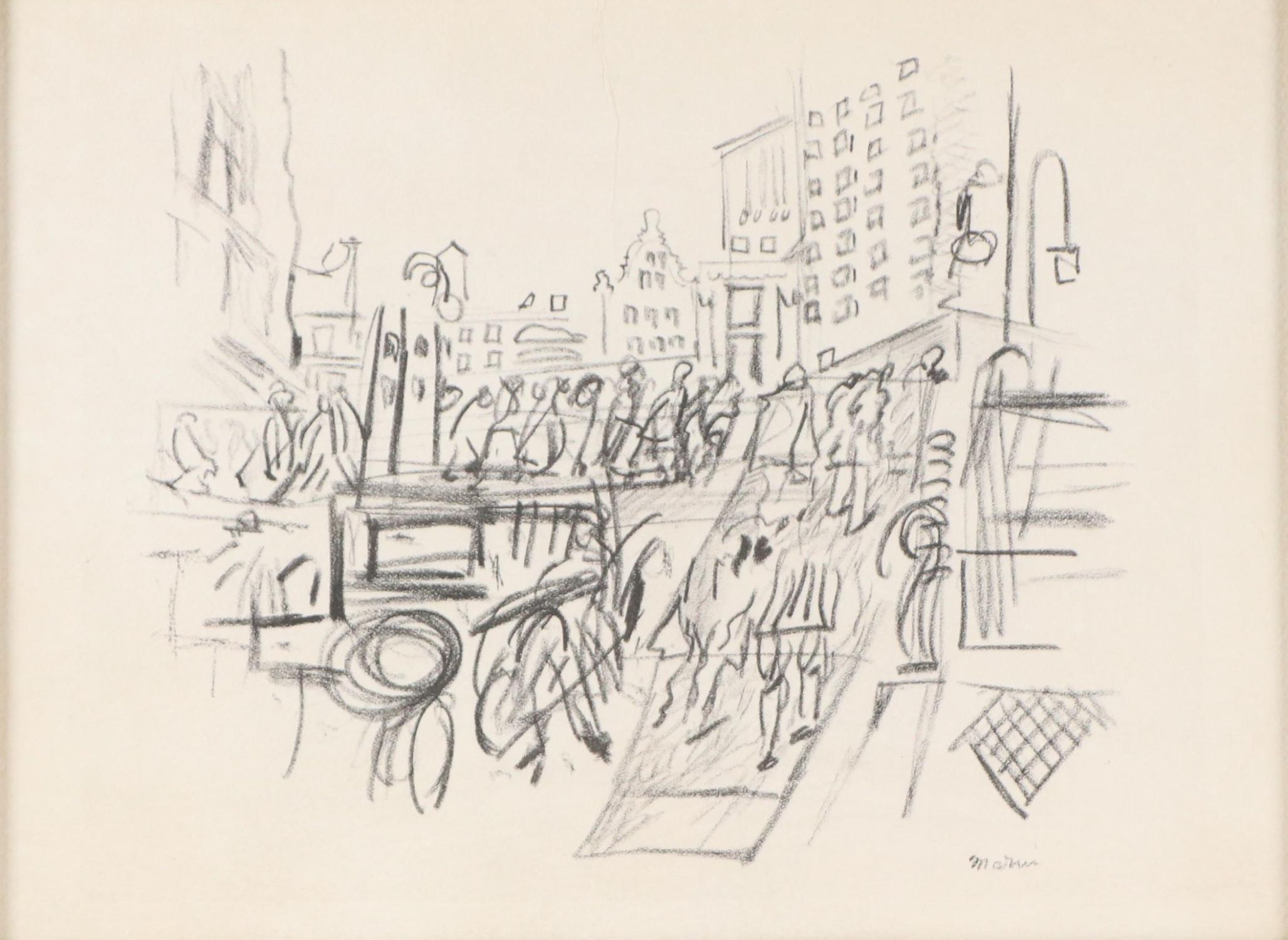 John Marin Modernist Collotype "Street Movement, Lower NY No. 2," Circa 1950