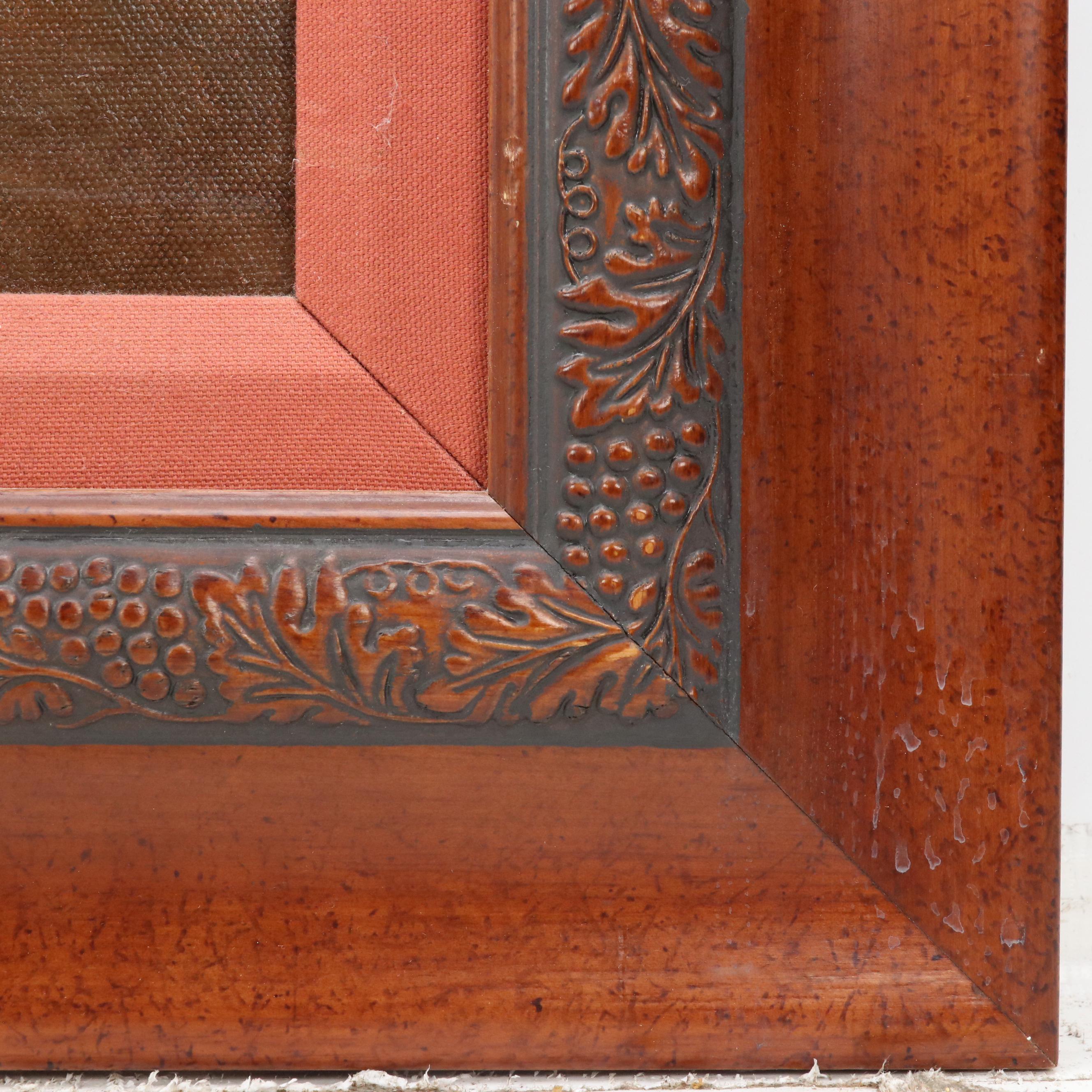 American Primitive Style Oil Painting of Sow Pig at Sunset