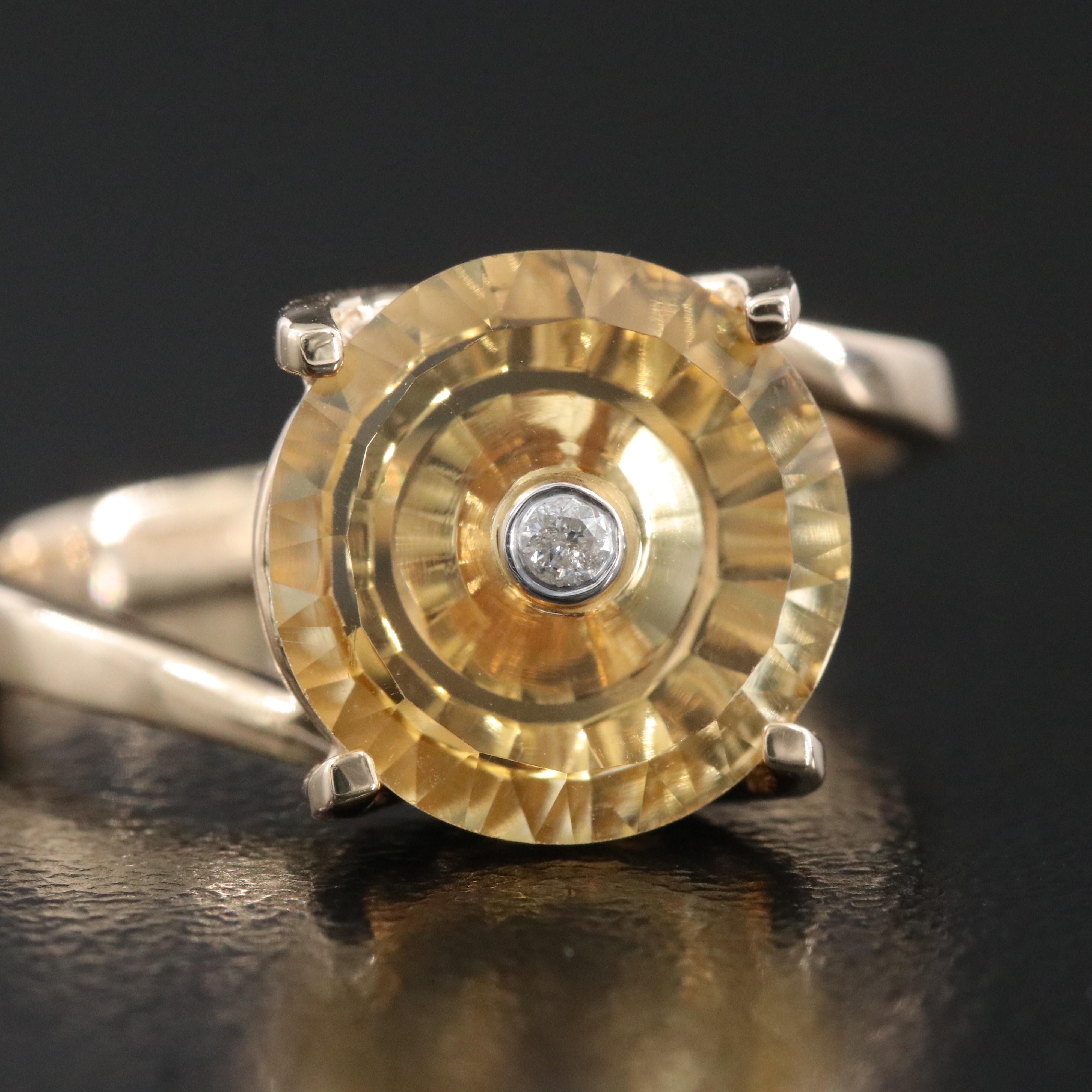 Glenn Lehrer 9K Citrine and Diamond Ring