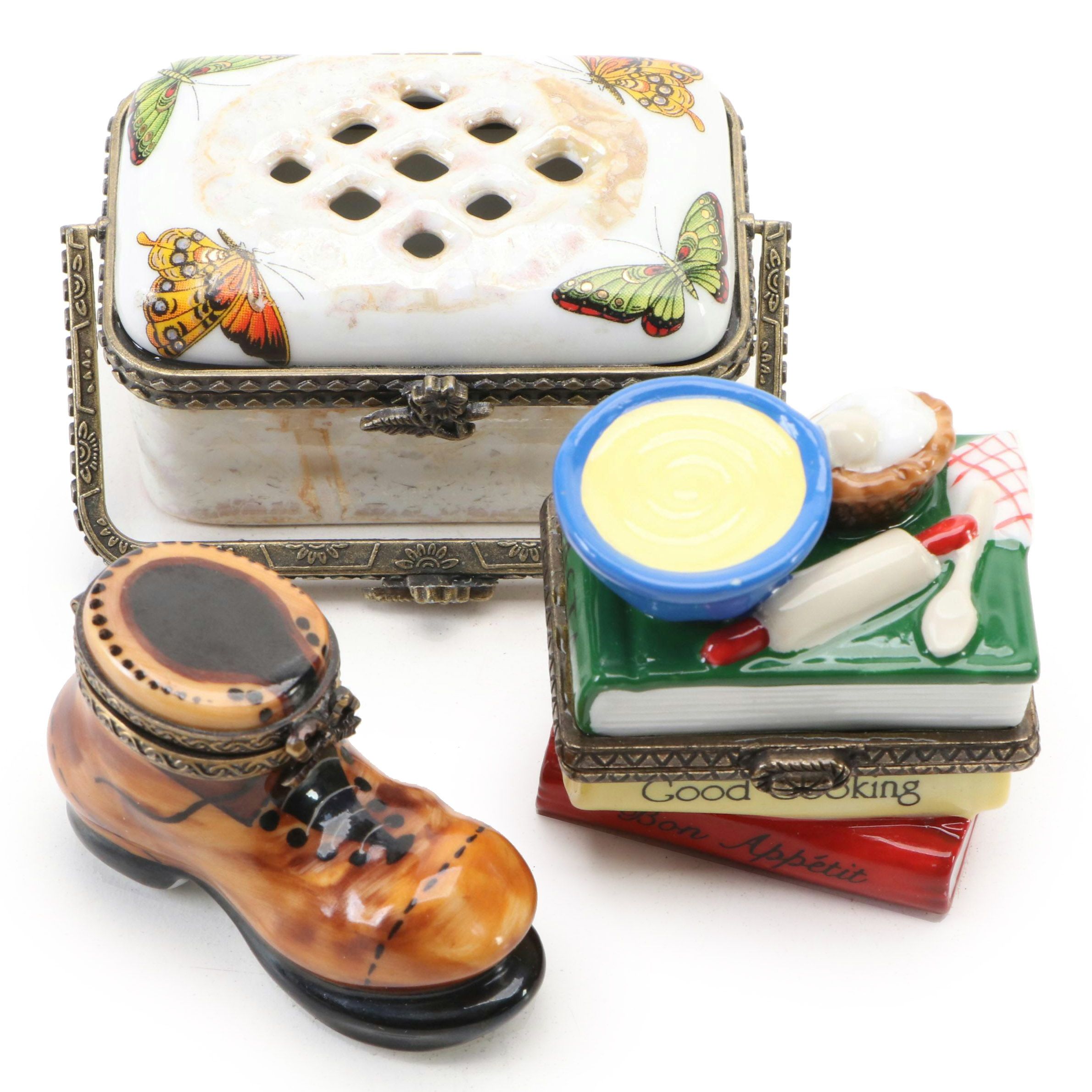 Parry Vieille Porcelain Boot Limoges Box and Other Porcelain Boxes