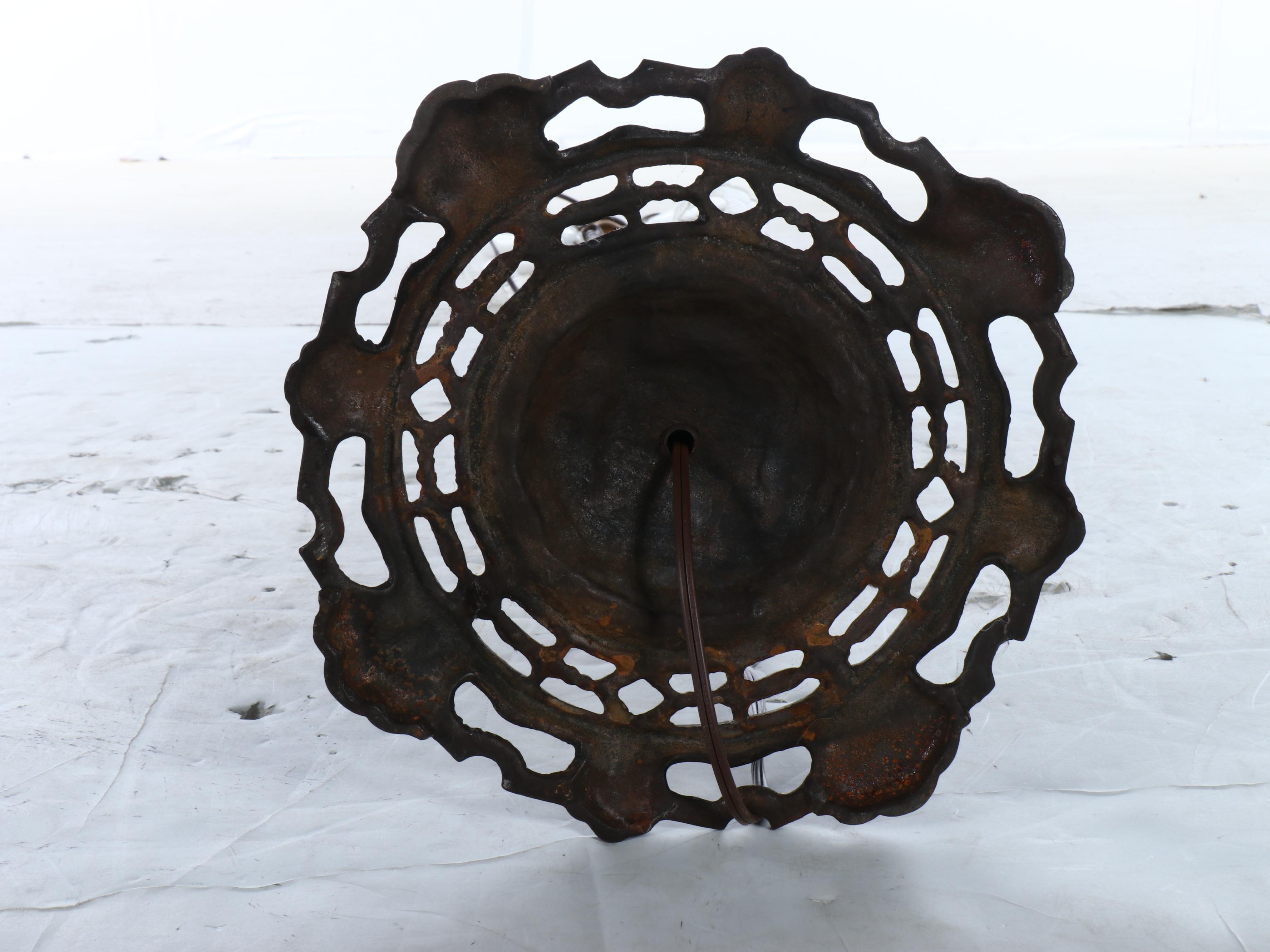 Victorian Style Brass Floor Lamp with Fluted Glass Shades