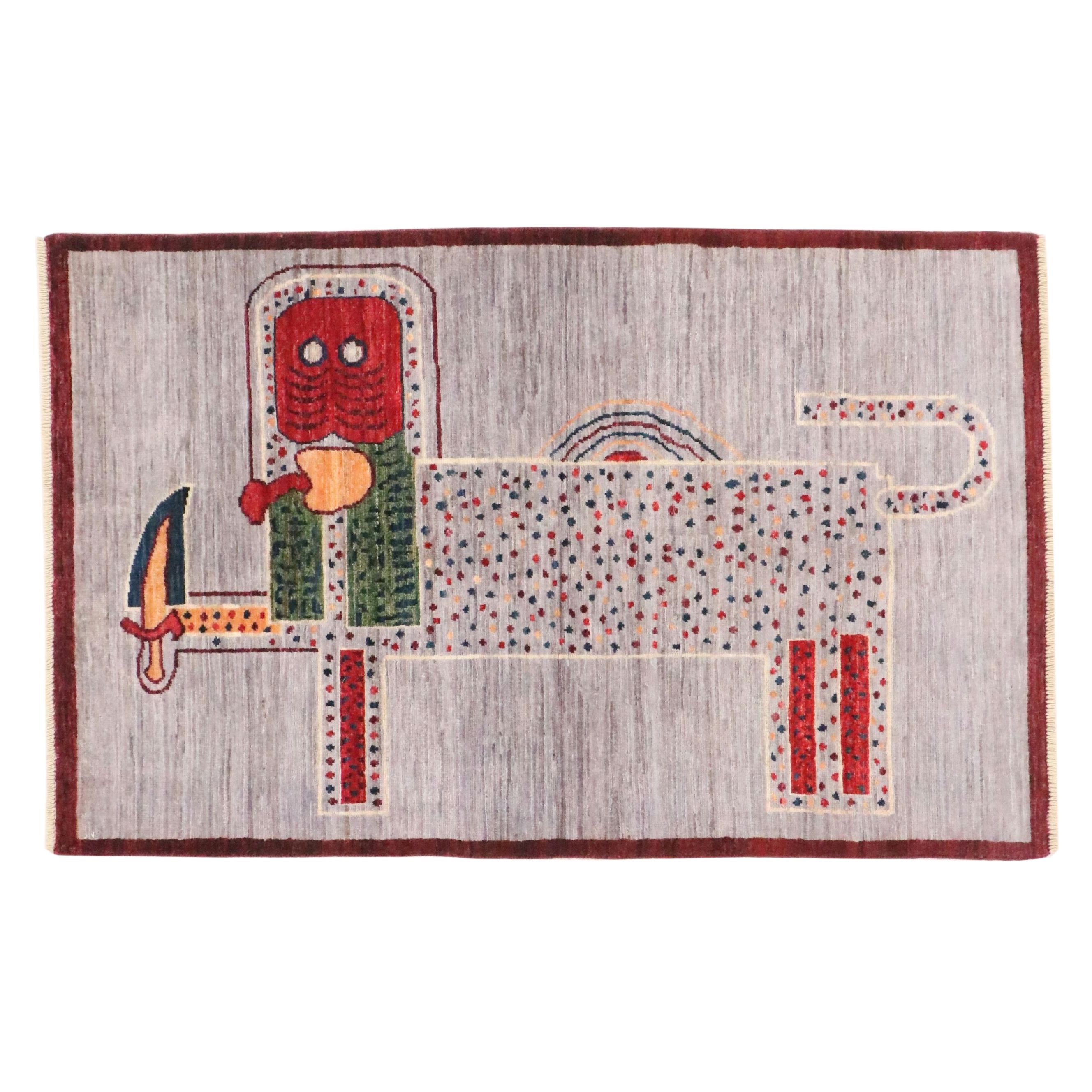 3'2 x 5' Hand-Knotted Northwest Persian Pictorial Area Rug