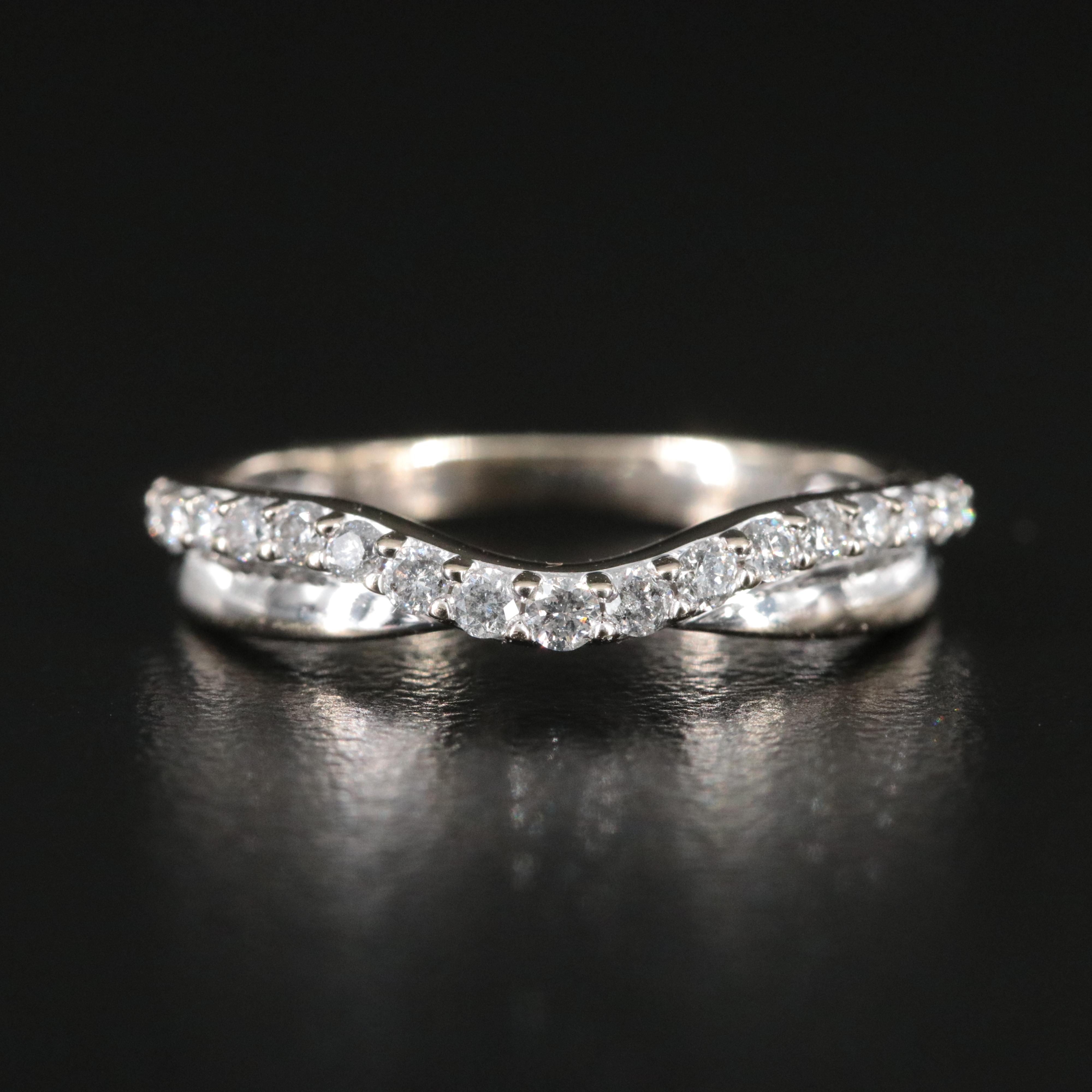 14K 0.26 CTW Diamond Wave Band