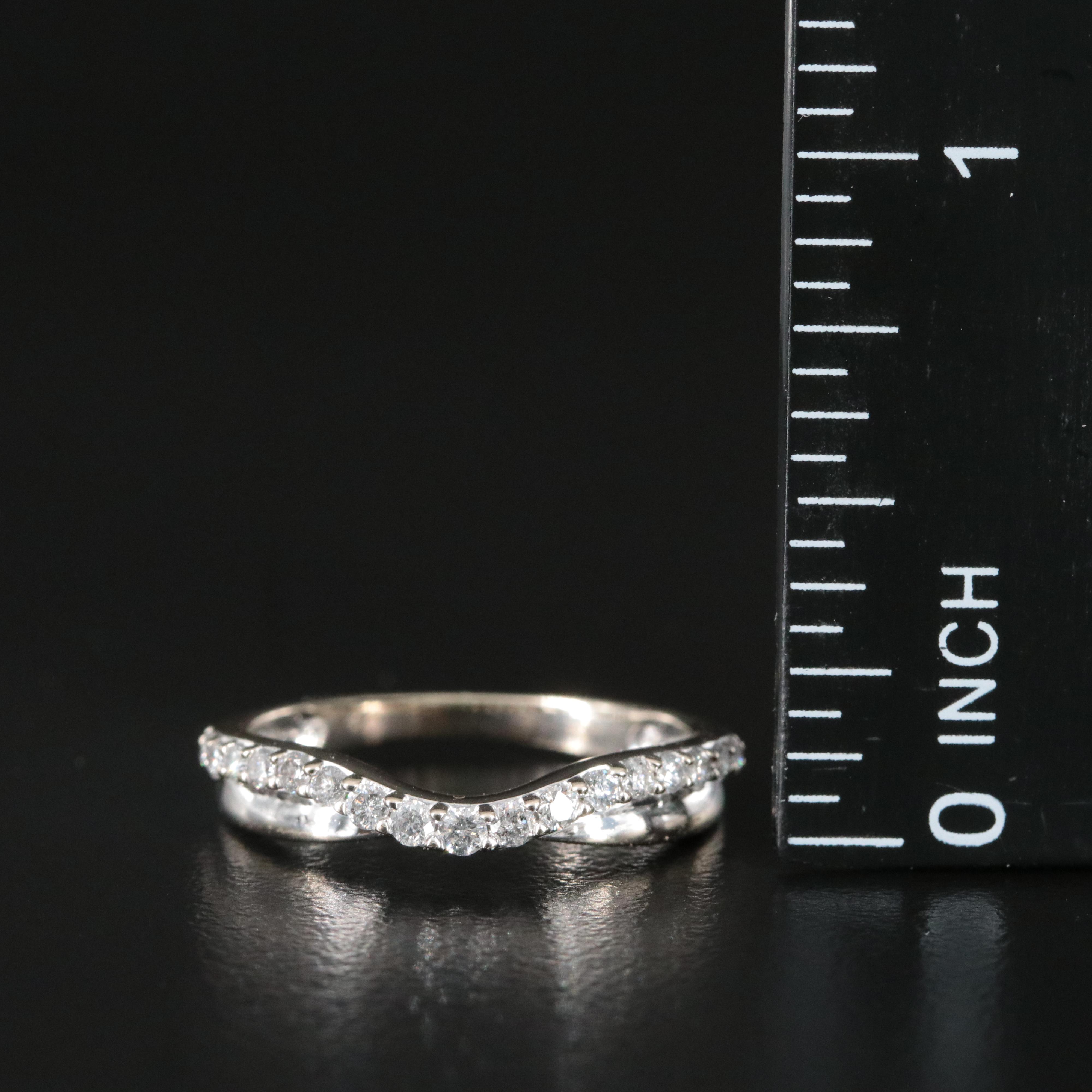 14K 0.26 CTW Diamond Wave Band