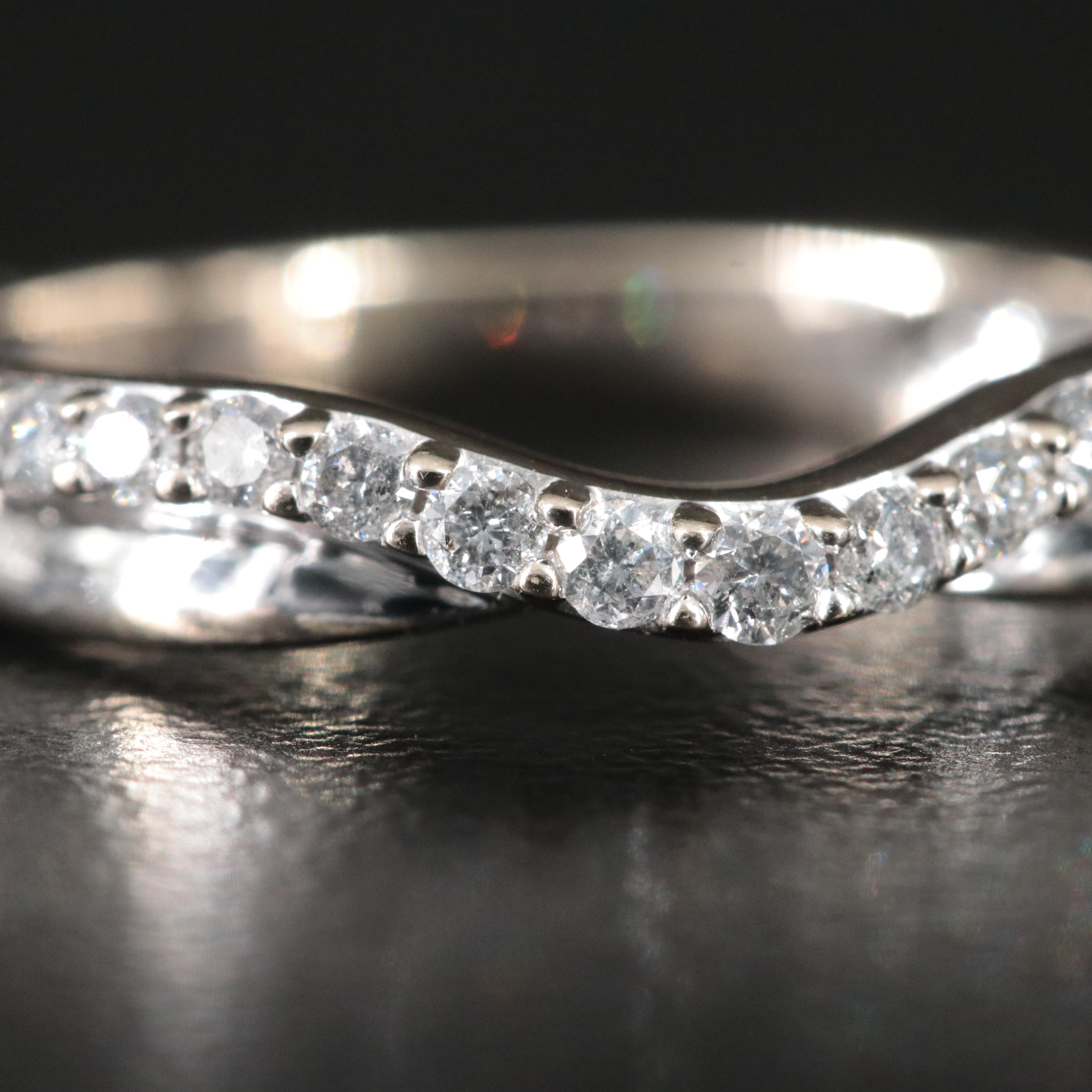 14K 0.26 CTW Diamond Wave Band