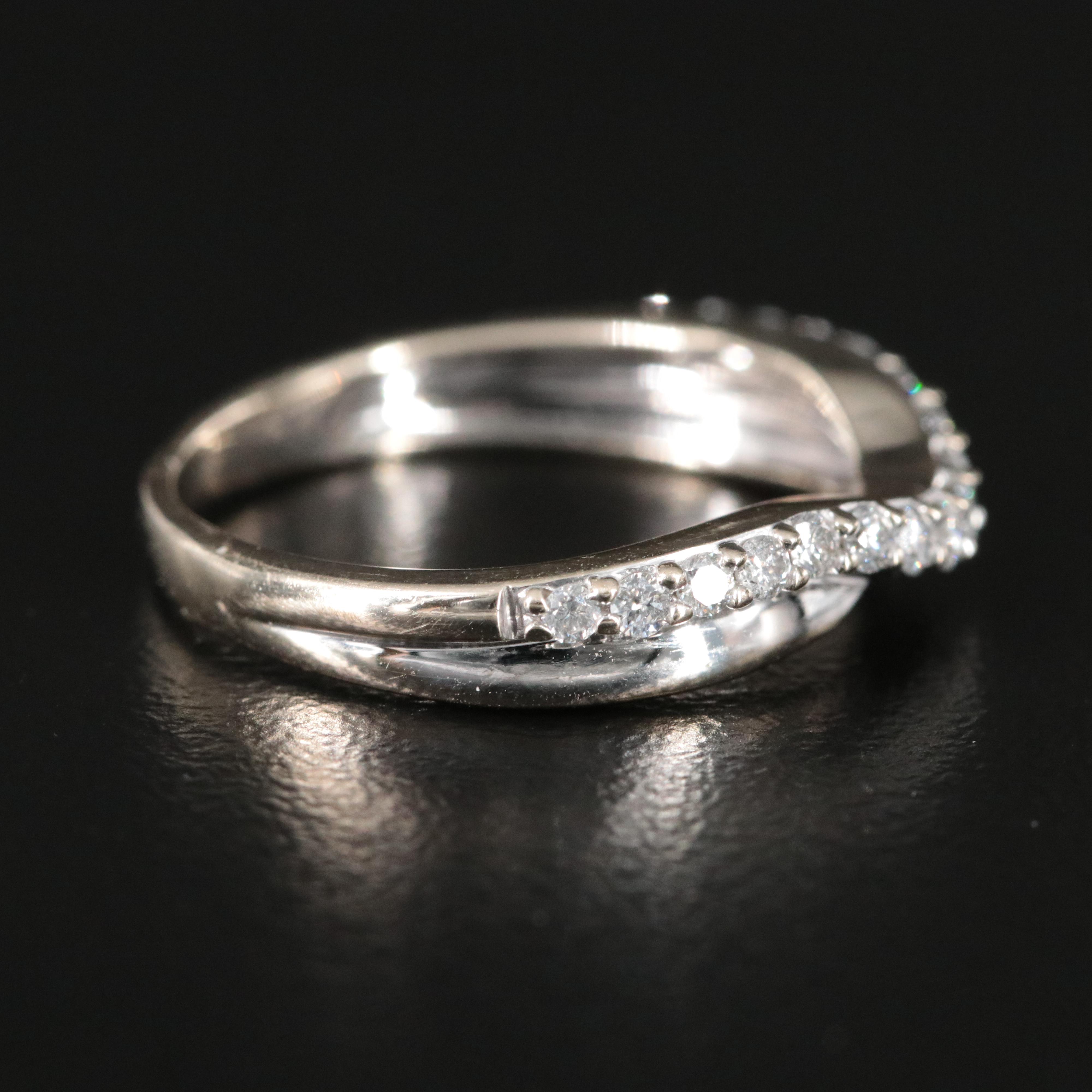 14K 0.26 CTW Diamond Wave Band
