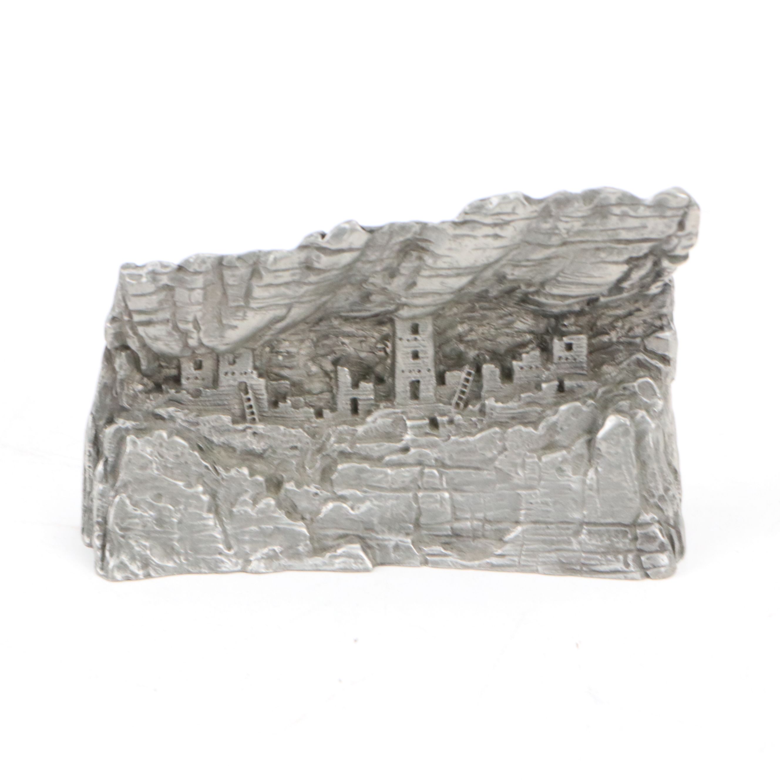 S.S.I. Pewter Navajo Figures and Puebloan Cliff Village with Pewter Danes