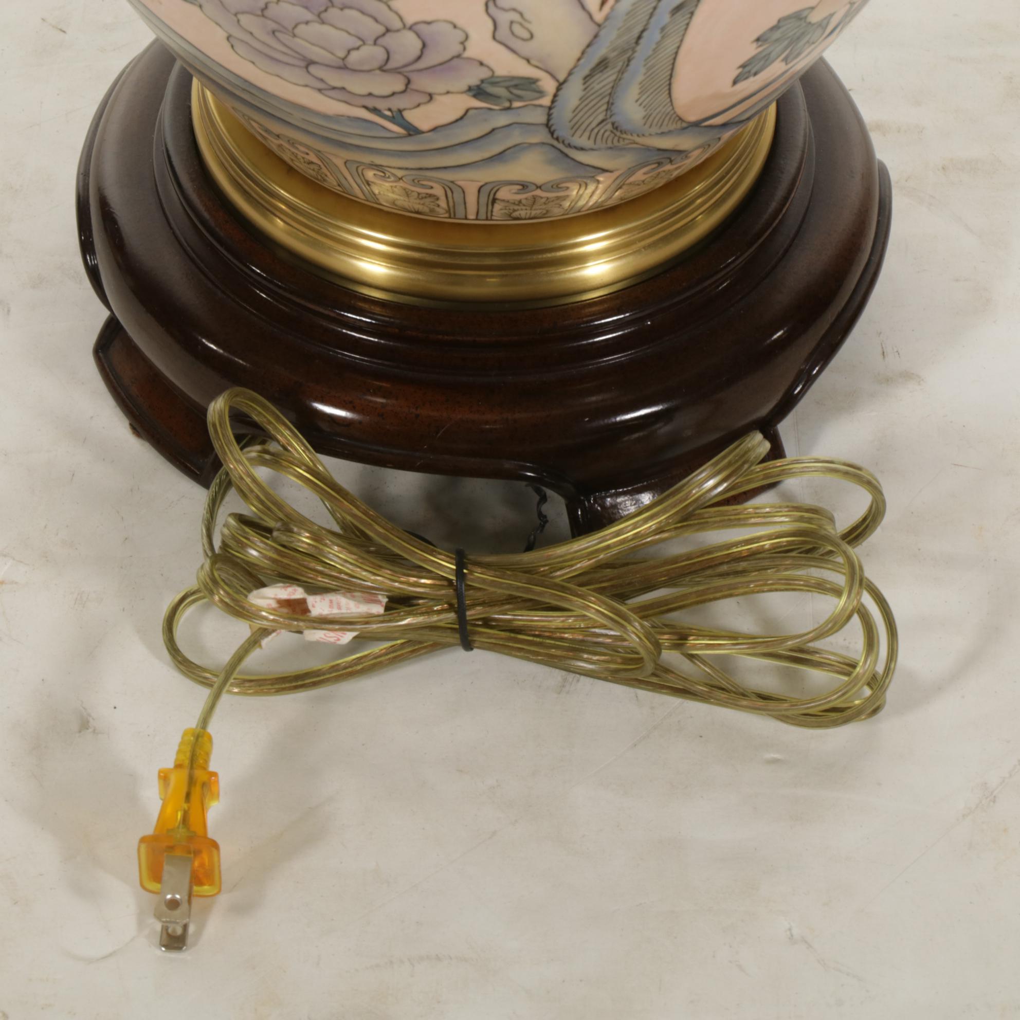 Chinese Pink Ceramic Vase-Shaped Table Lamp