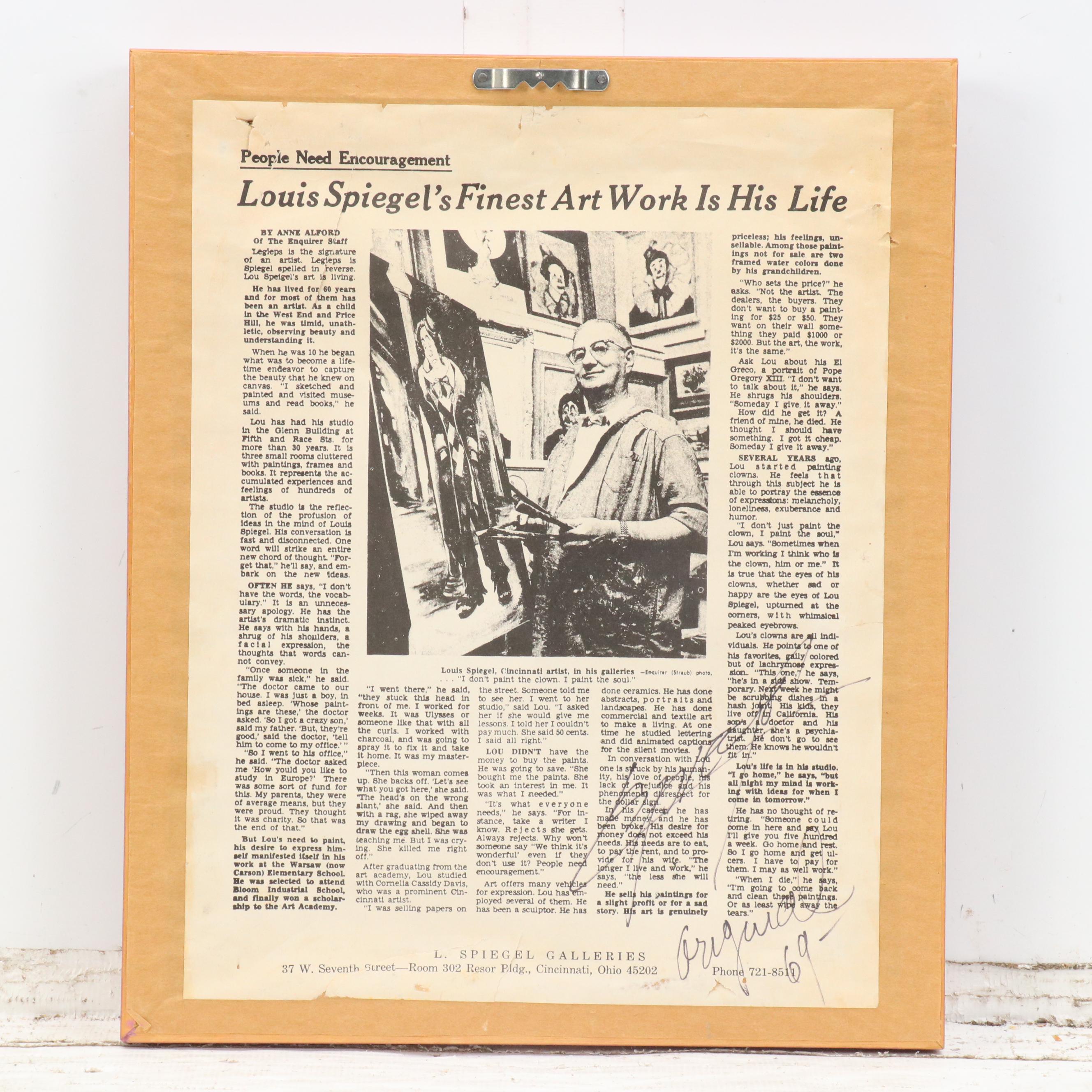 Louis Spiegel Landscape Impasto Oil Painting of Riverfront House, 1969