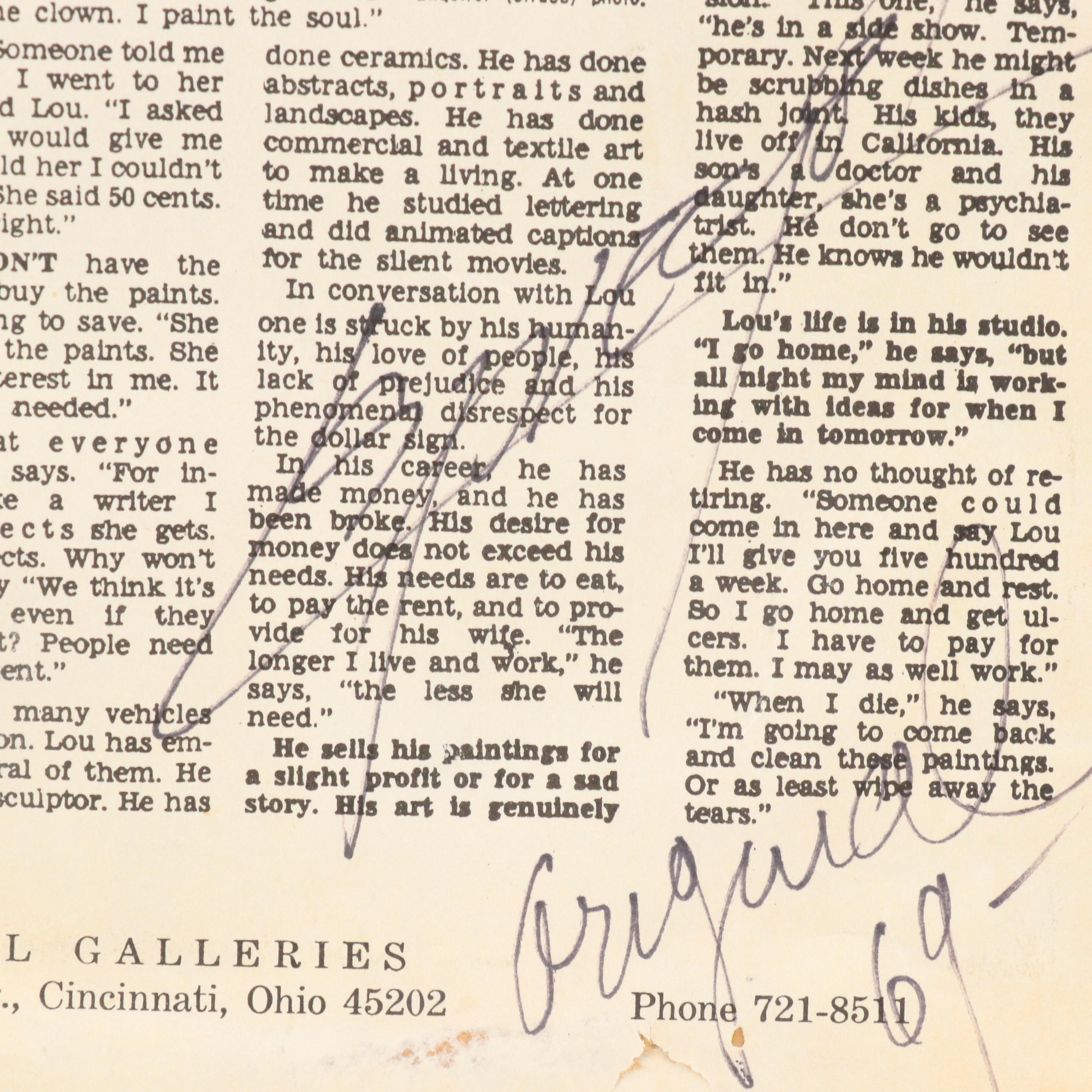 Louis Spiegel Landscape Impasto Oil Painting of Riverfront House, 1969