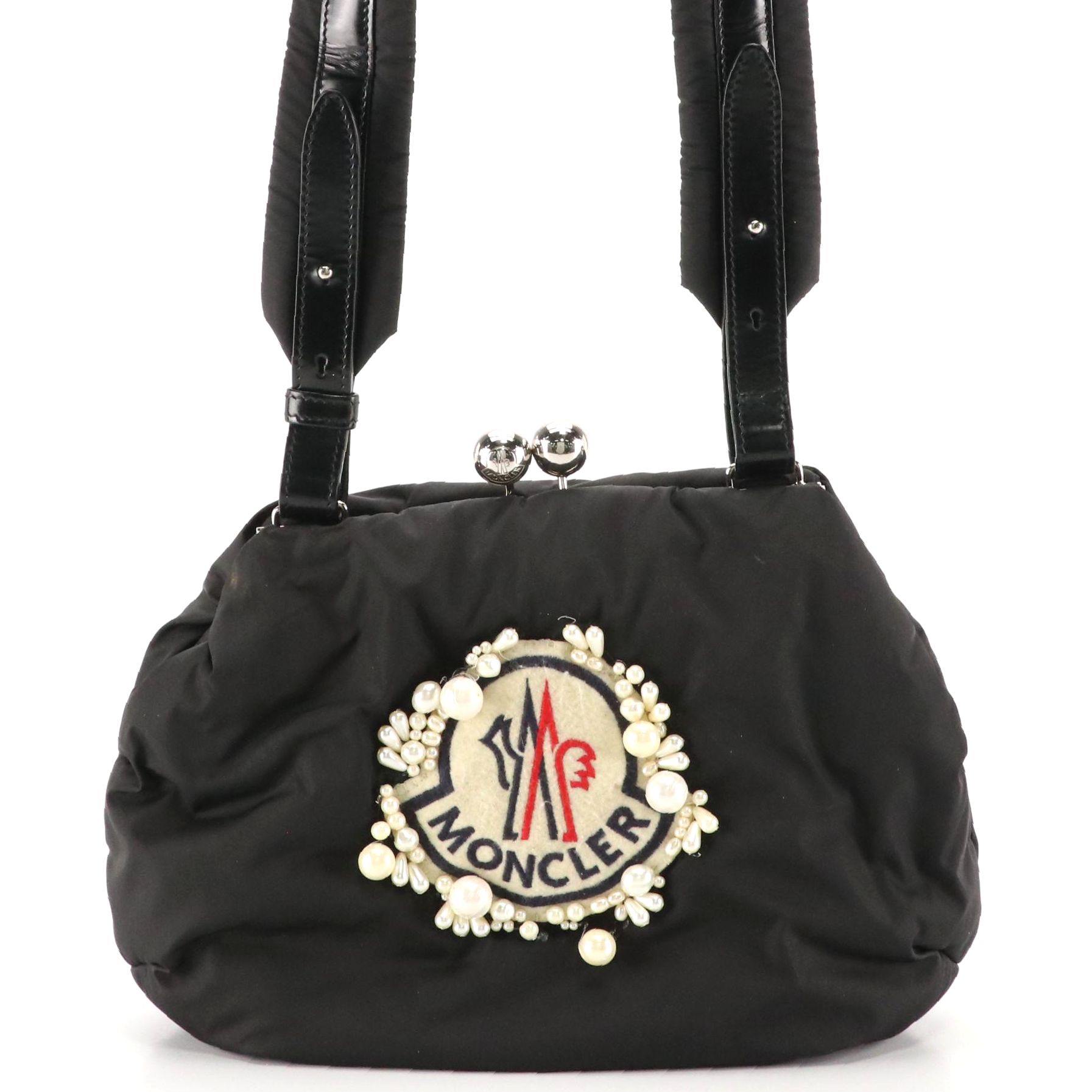Moncler x Simone Rocha Embellished Crossbody Frame Bag in Black Nylon & Leather