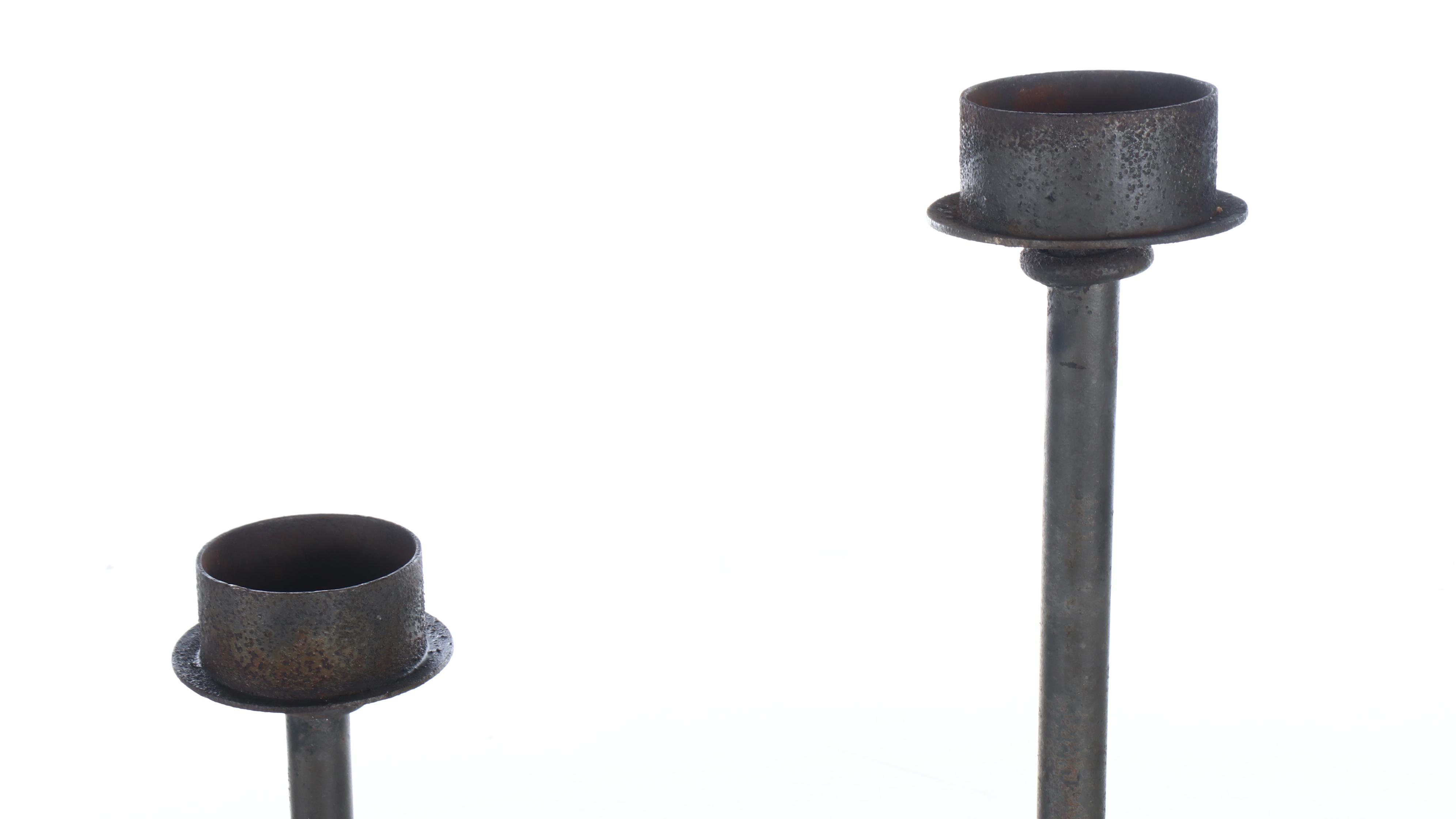 Medieval Style Cast Iron Floor Candle Holders