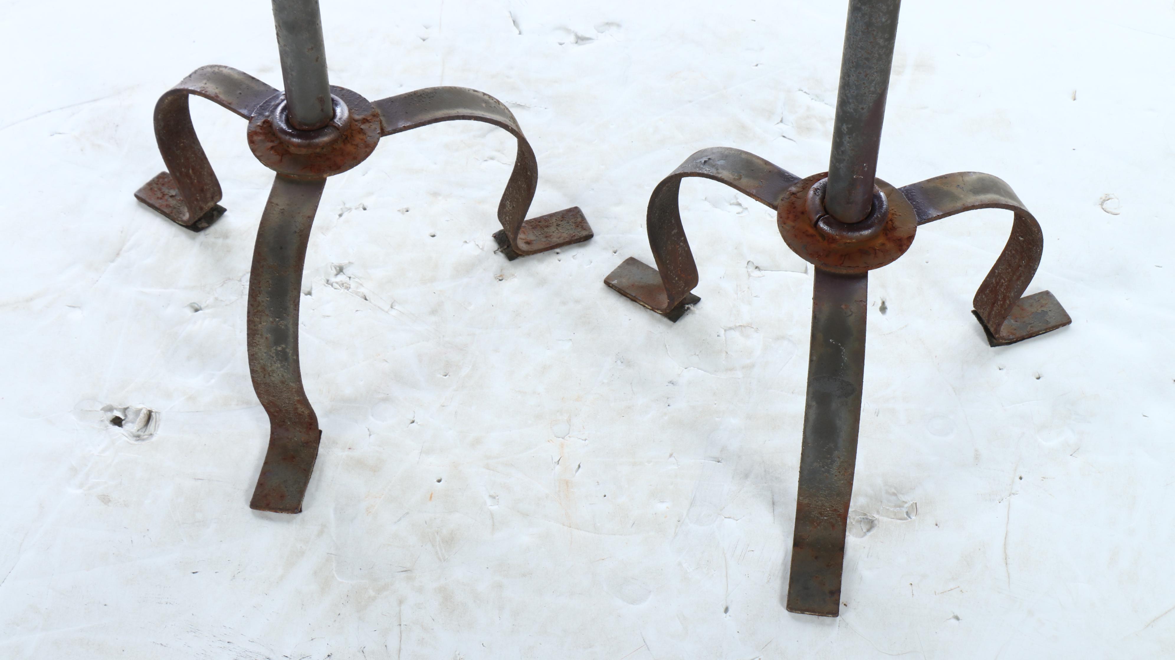Medieval Style Cast Iron Floor Candle Holders
