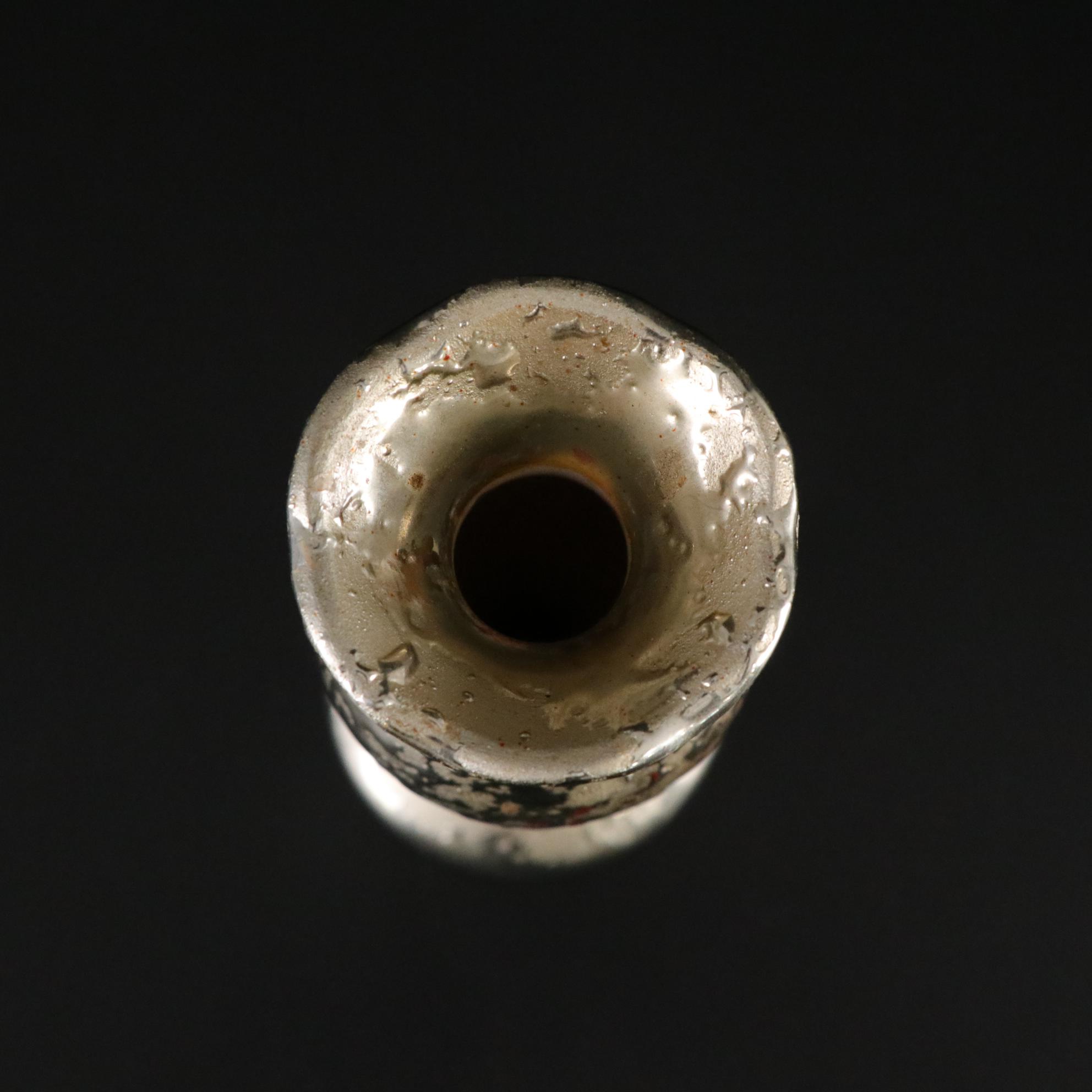 Silver Plate Round Serving Tray with Glass Salt Cellars, Metal Cups, and Vase