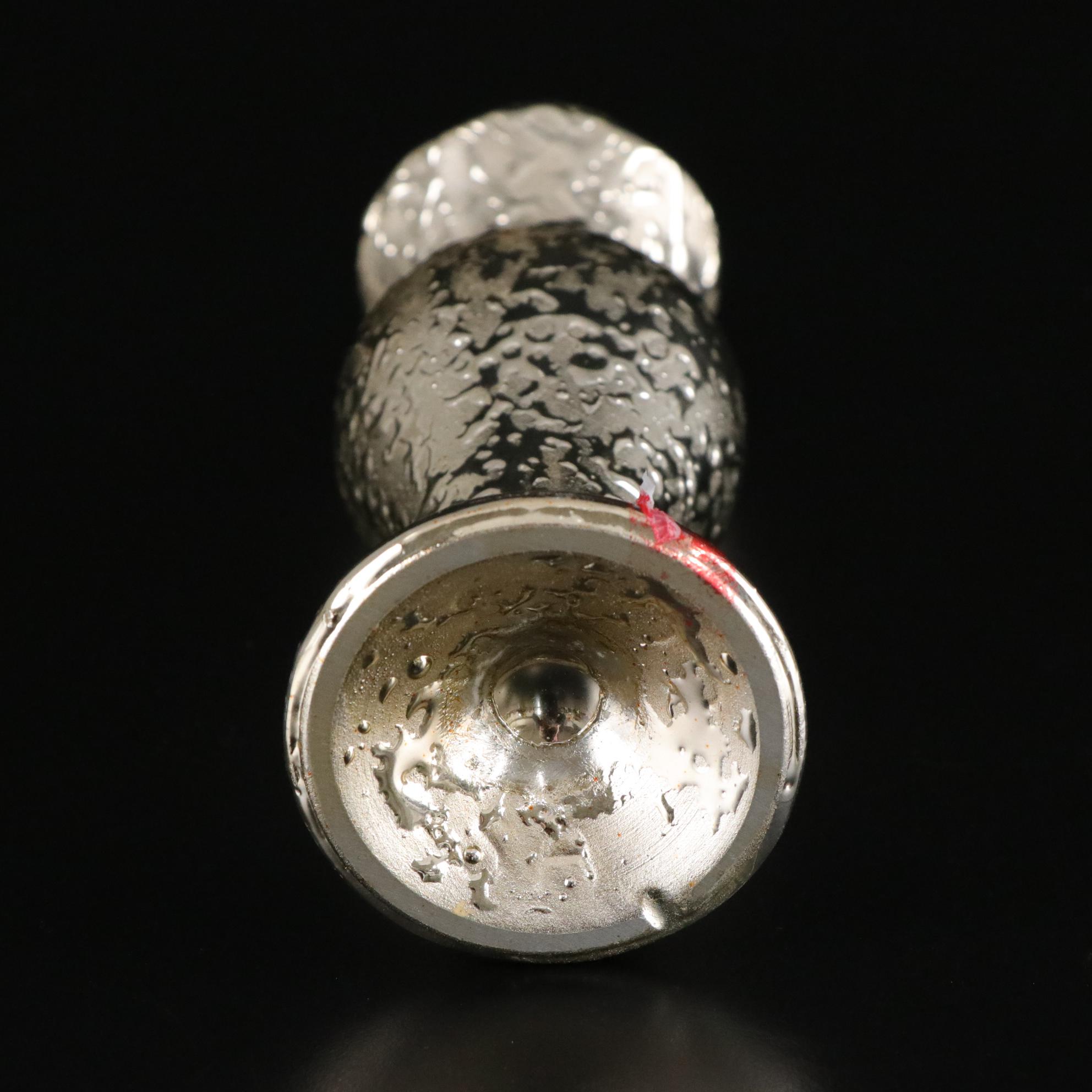 Silver Plate Round Serving Tray with Glass Salt Cellars, Metal Cups, and Vase