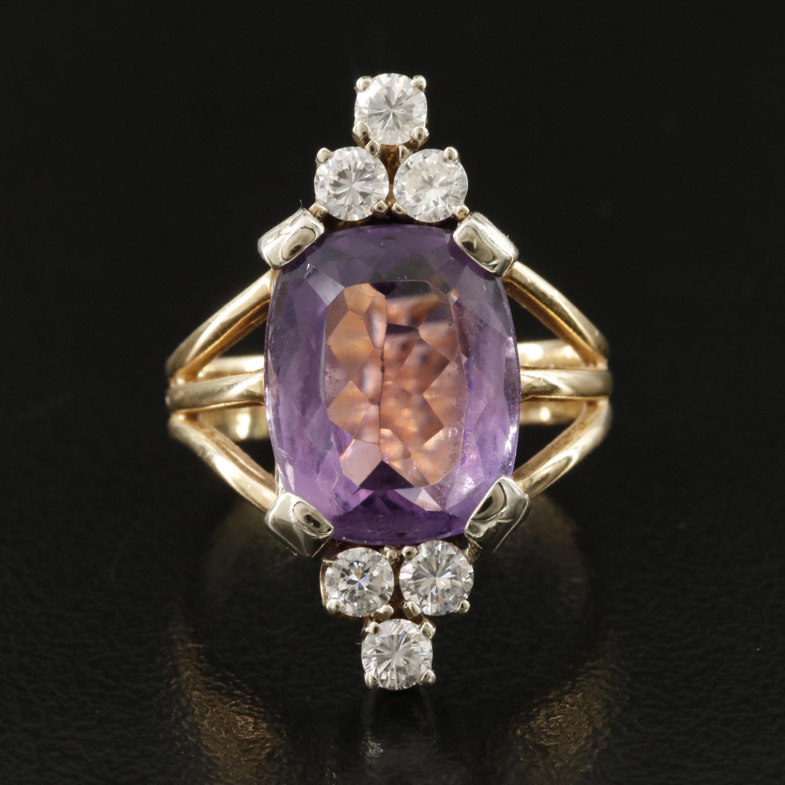 14K Amethyst and Diamond Ring