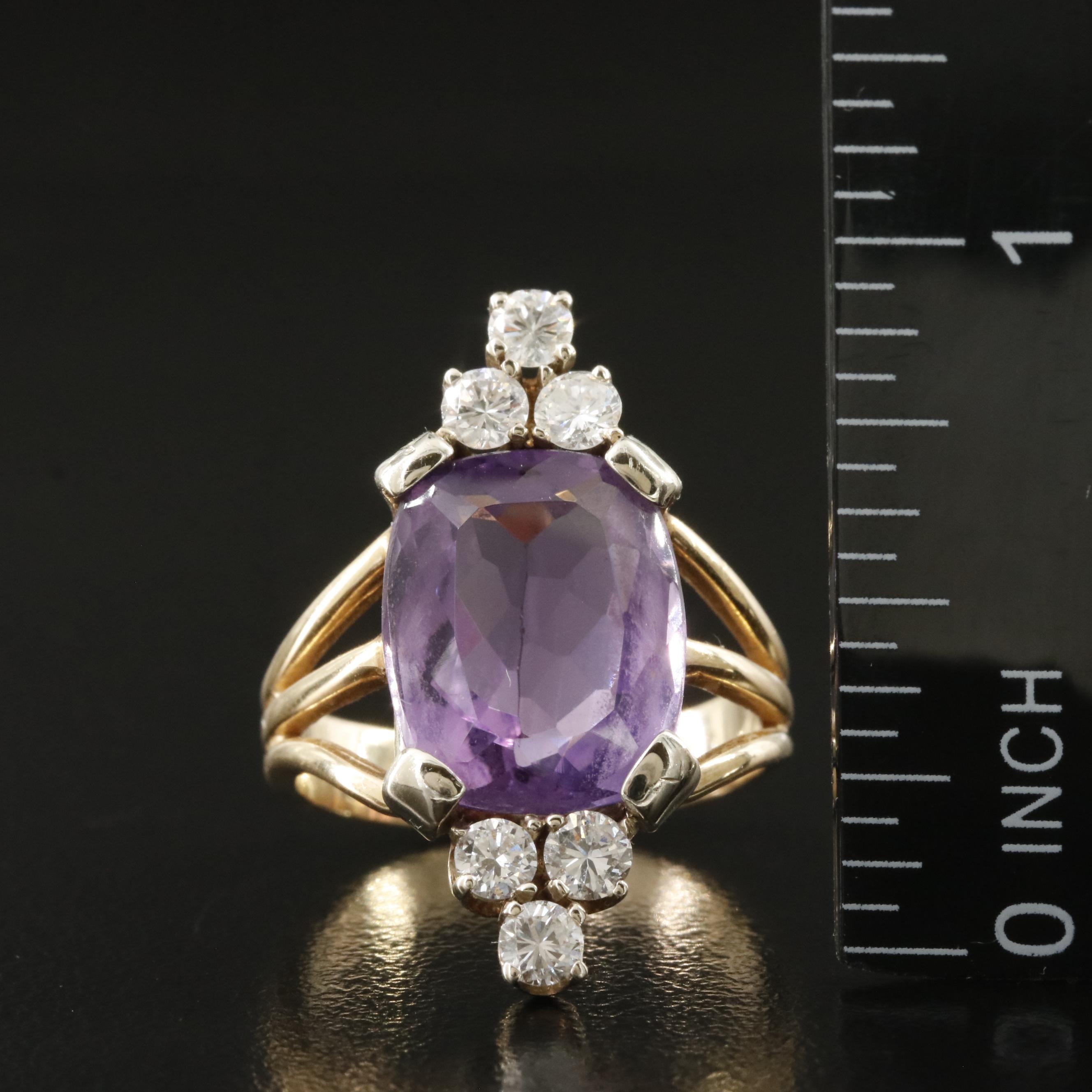 14K Amethyst and Diamond Ring