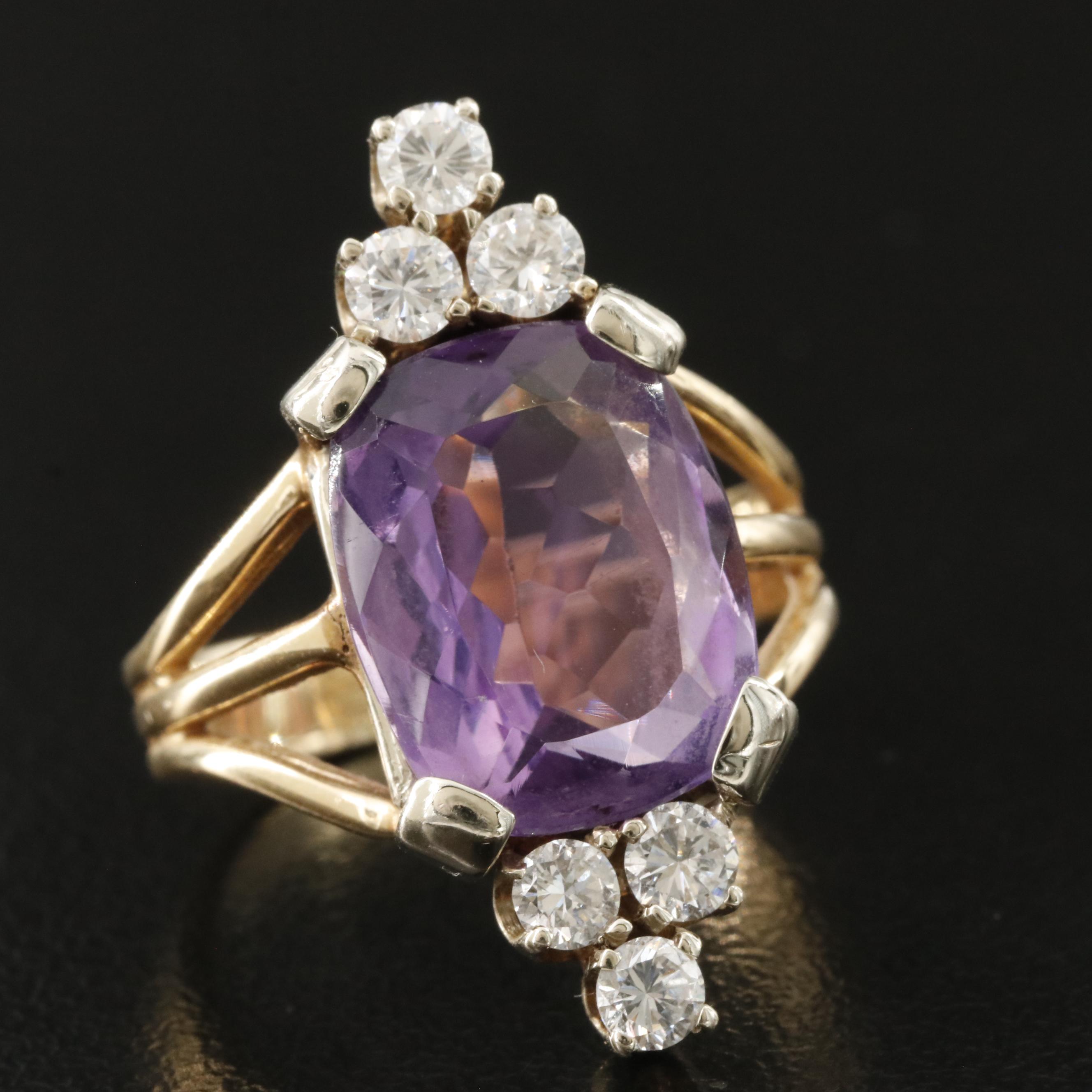 14K Amethyst and Diamond Ring