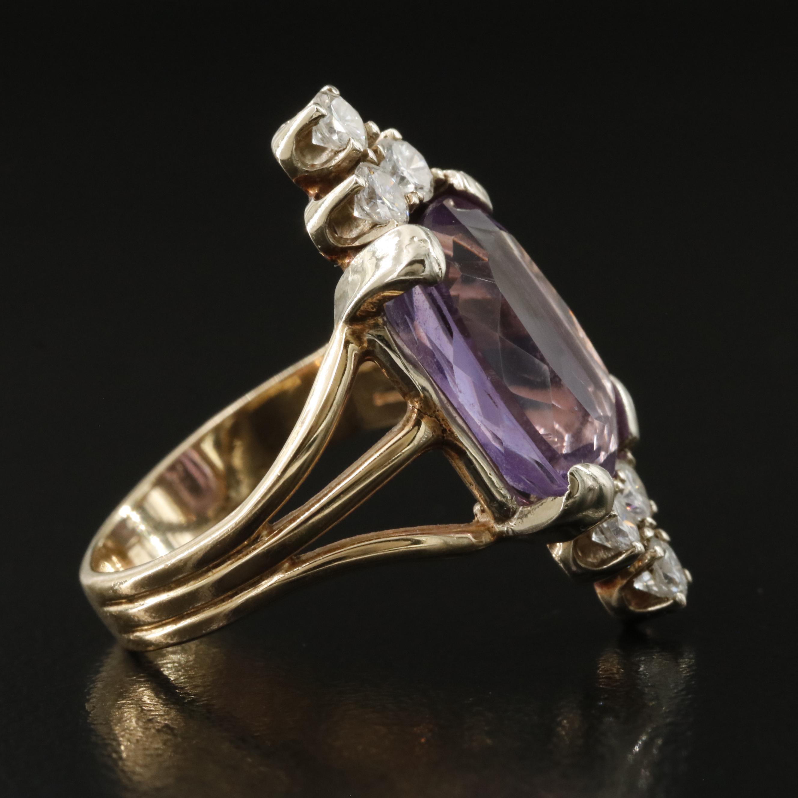 14K Amethyst and Diamond Ring
