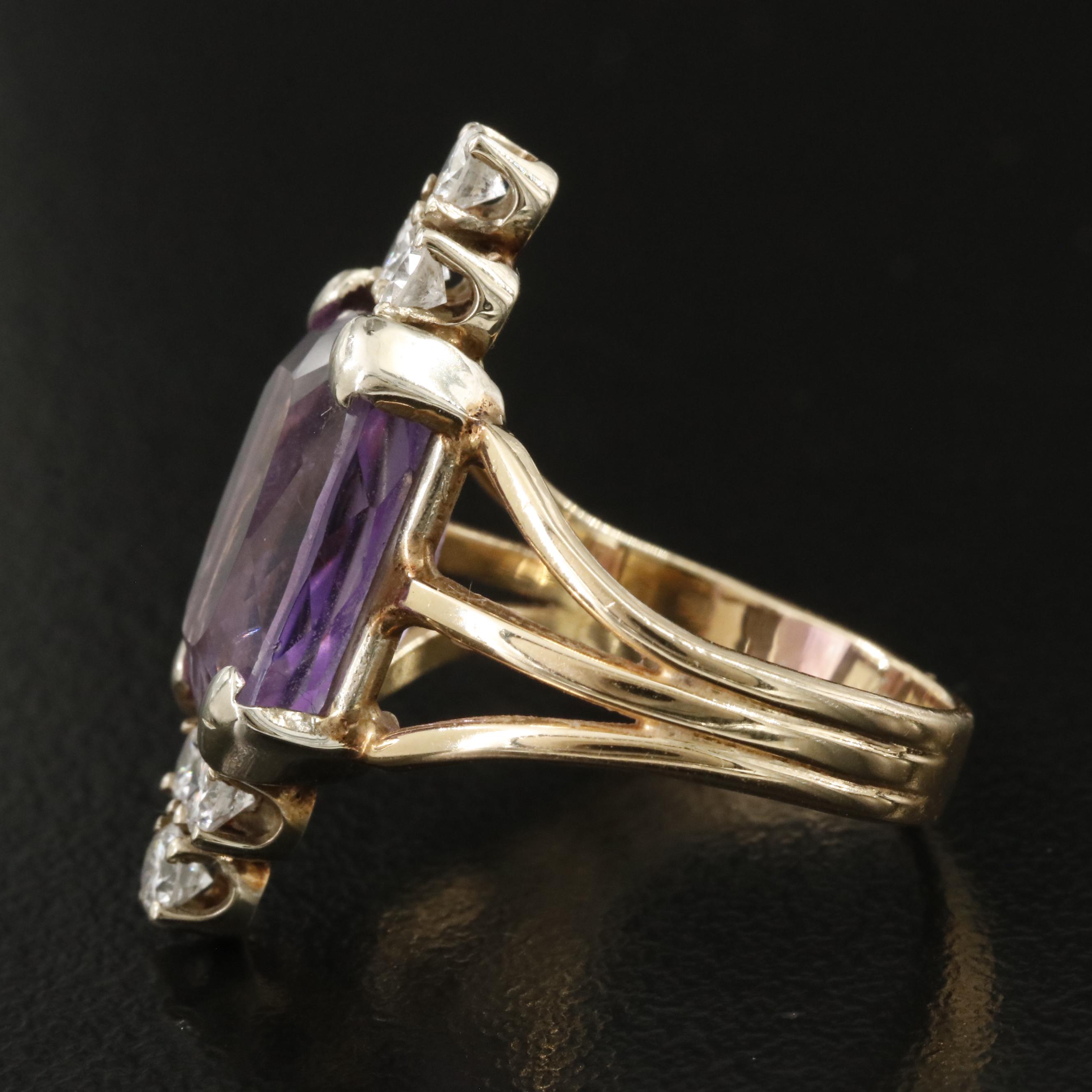 14K Amethyst and Diamond Ring