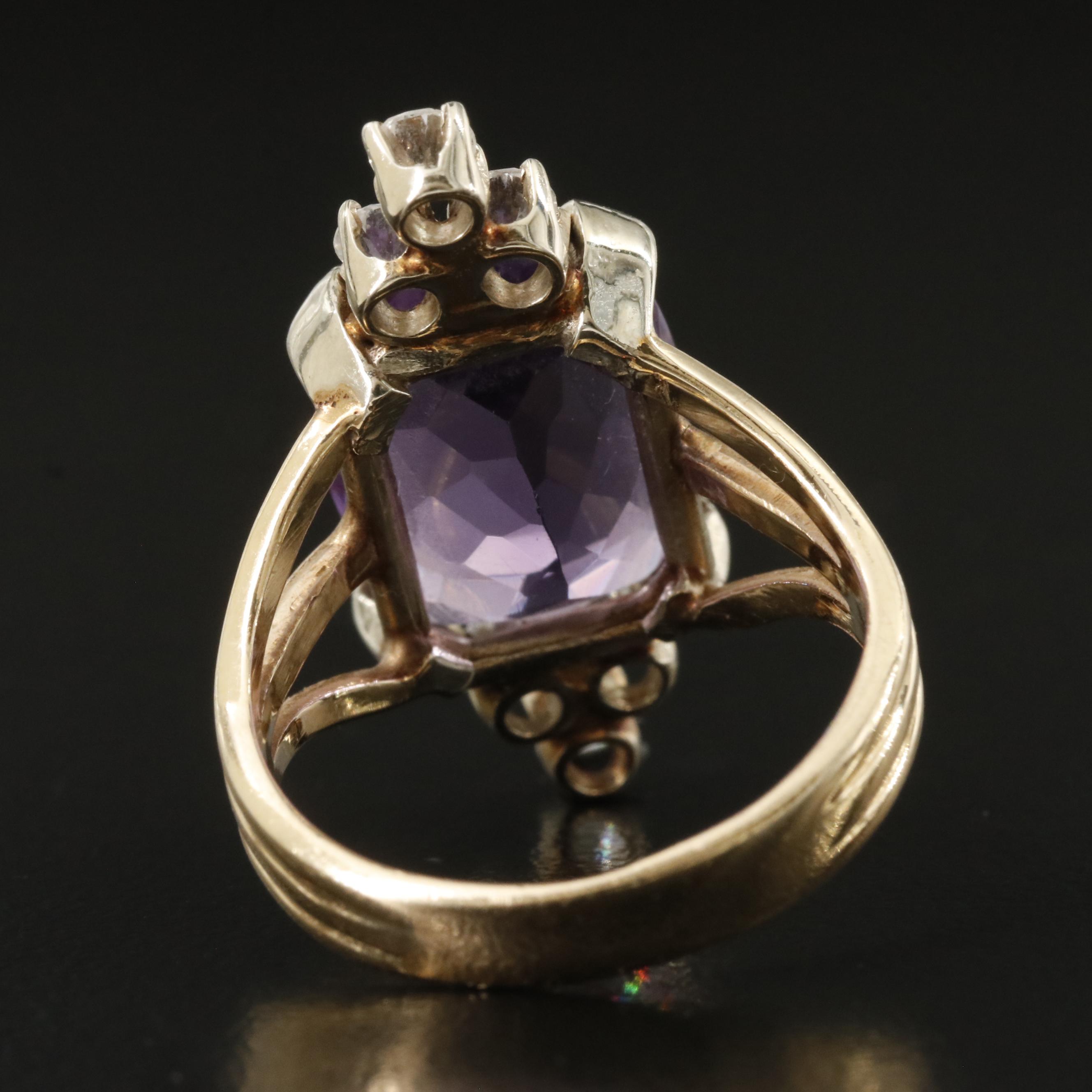 14K Amethyst and Diamond Ring