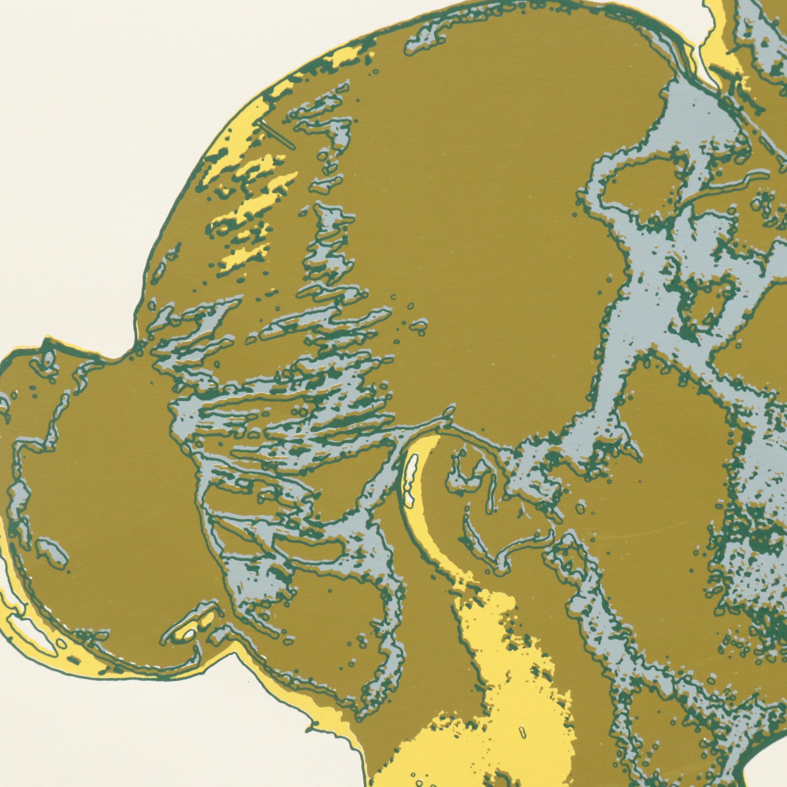Figural Serigraph of Seated Nude Woman, Late 20th C.