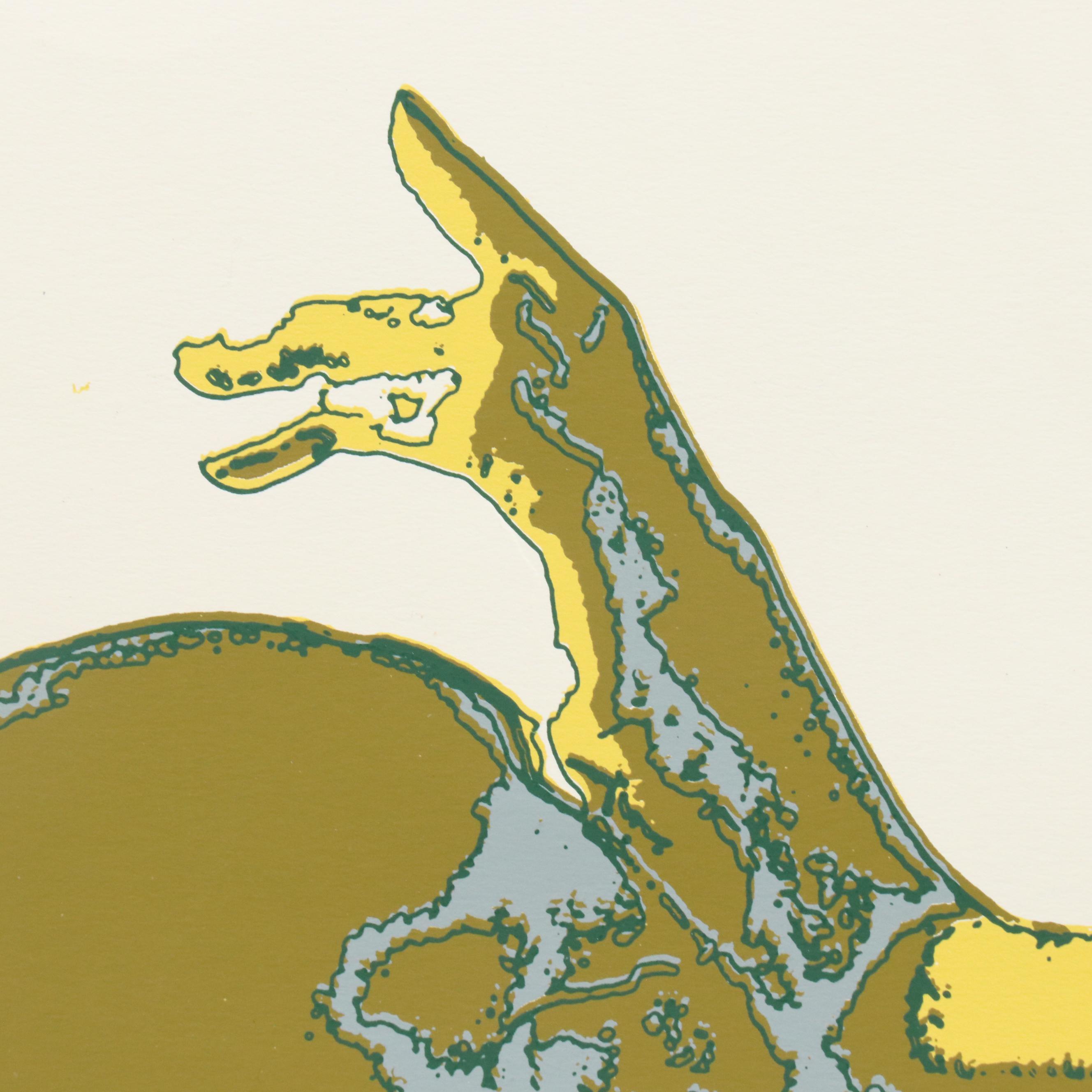 Figural Serigraph of Seated Nude Woman, Late 20th C.