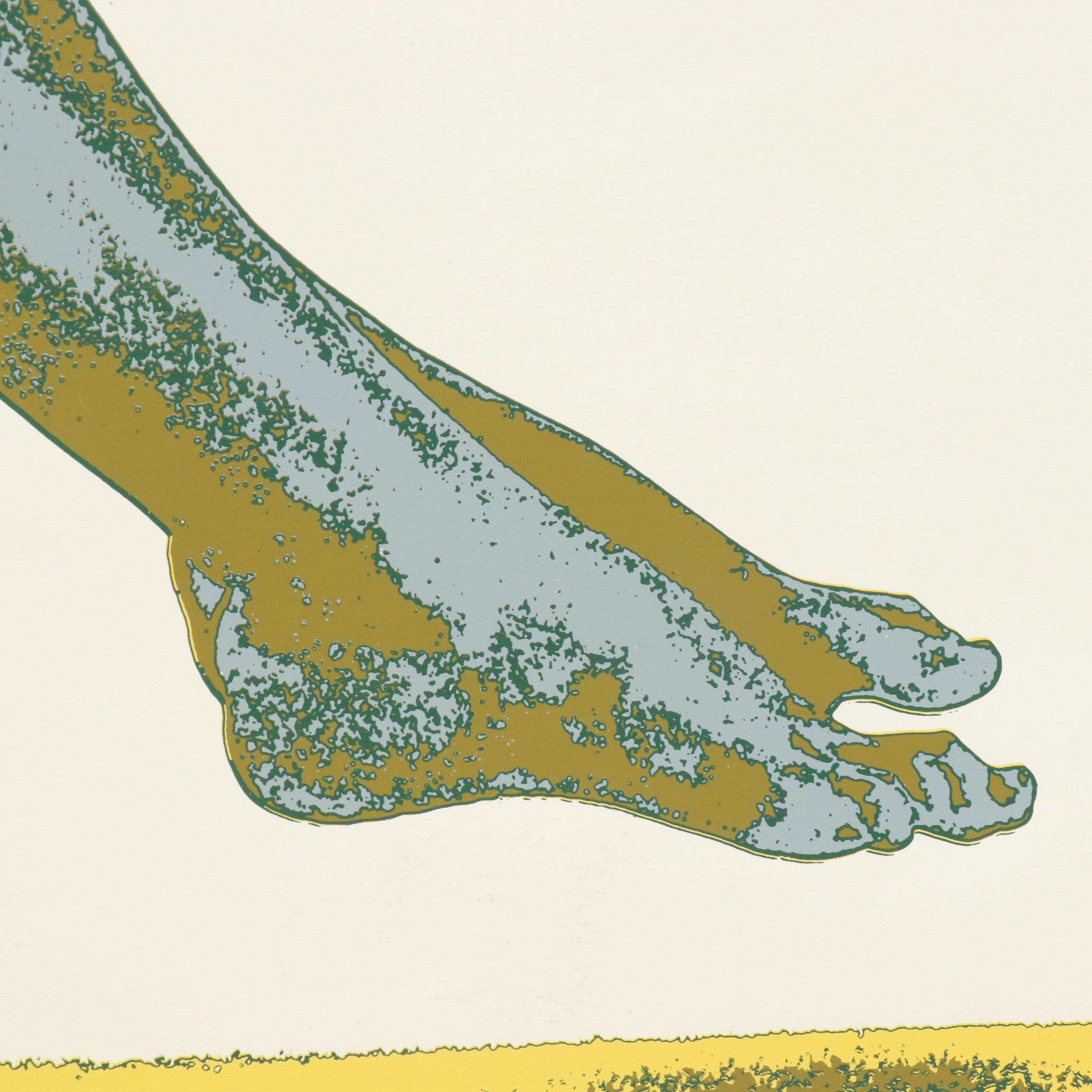 Figural Serigraph of Seated Nude Woman, Late 20th C.