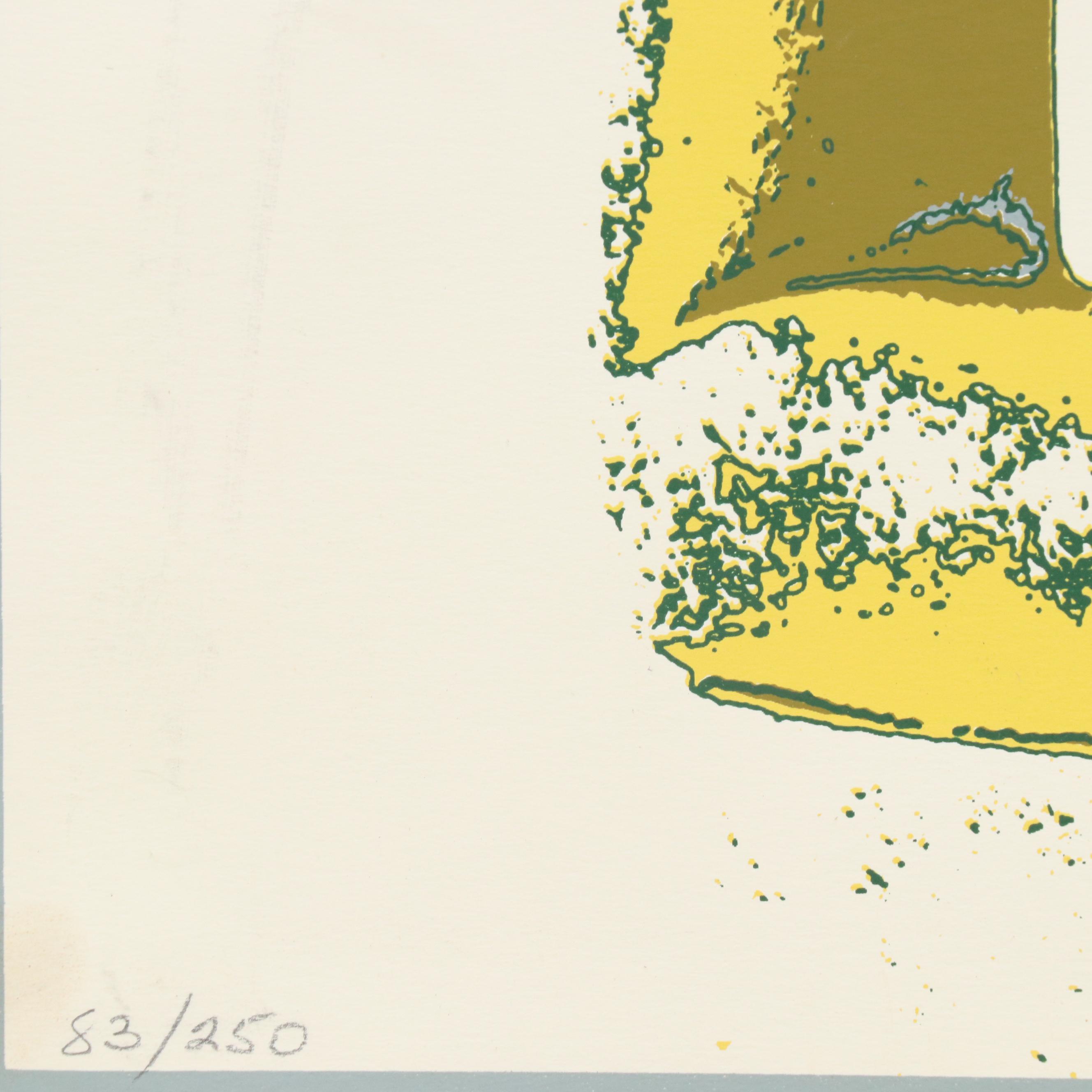 Figural Serigraph of Seated Nude Woman, Late 20th C.