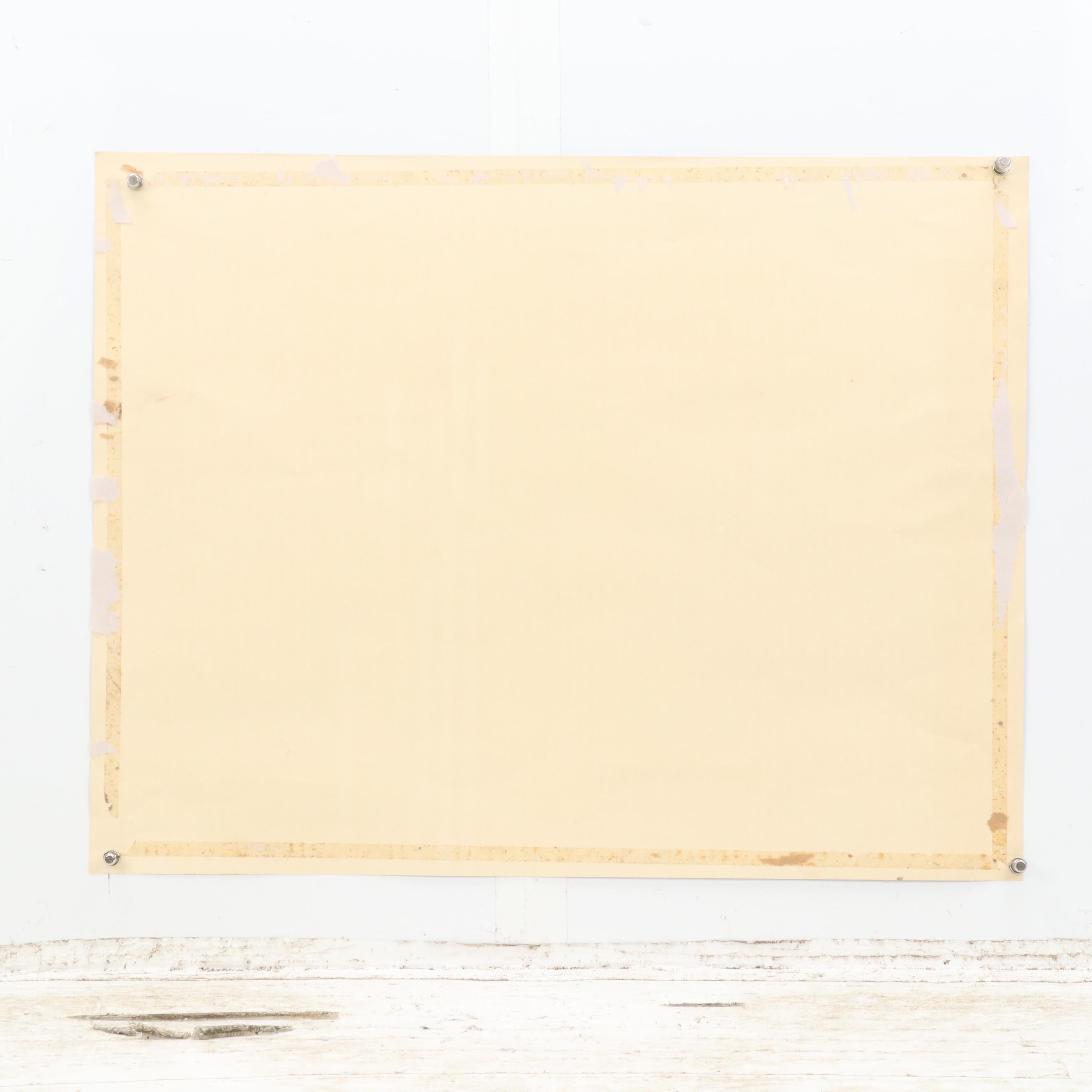 Figural Serigraph of Seated Nude Woman, Late 20th C.