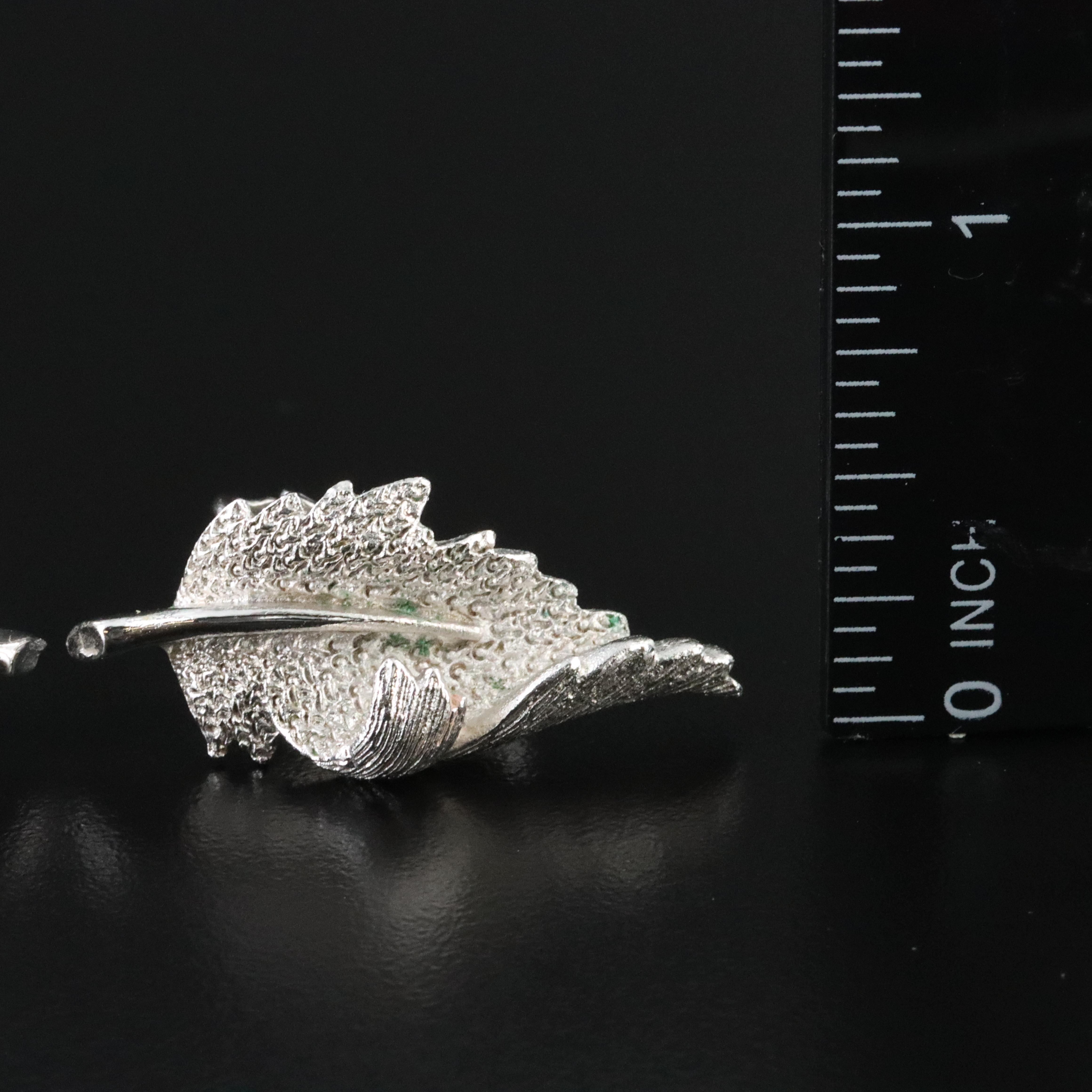 Vintage Coro Leaf Brooch and Earring Set