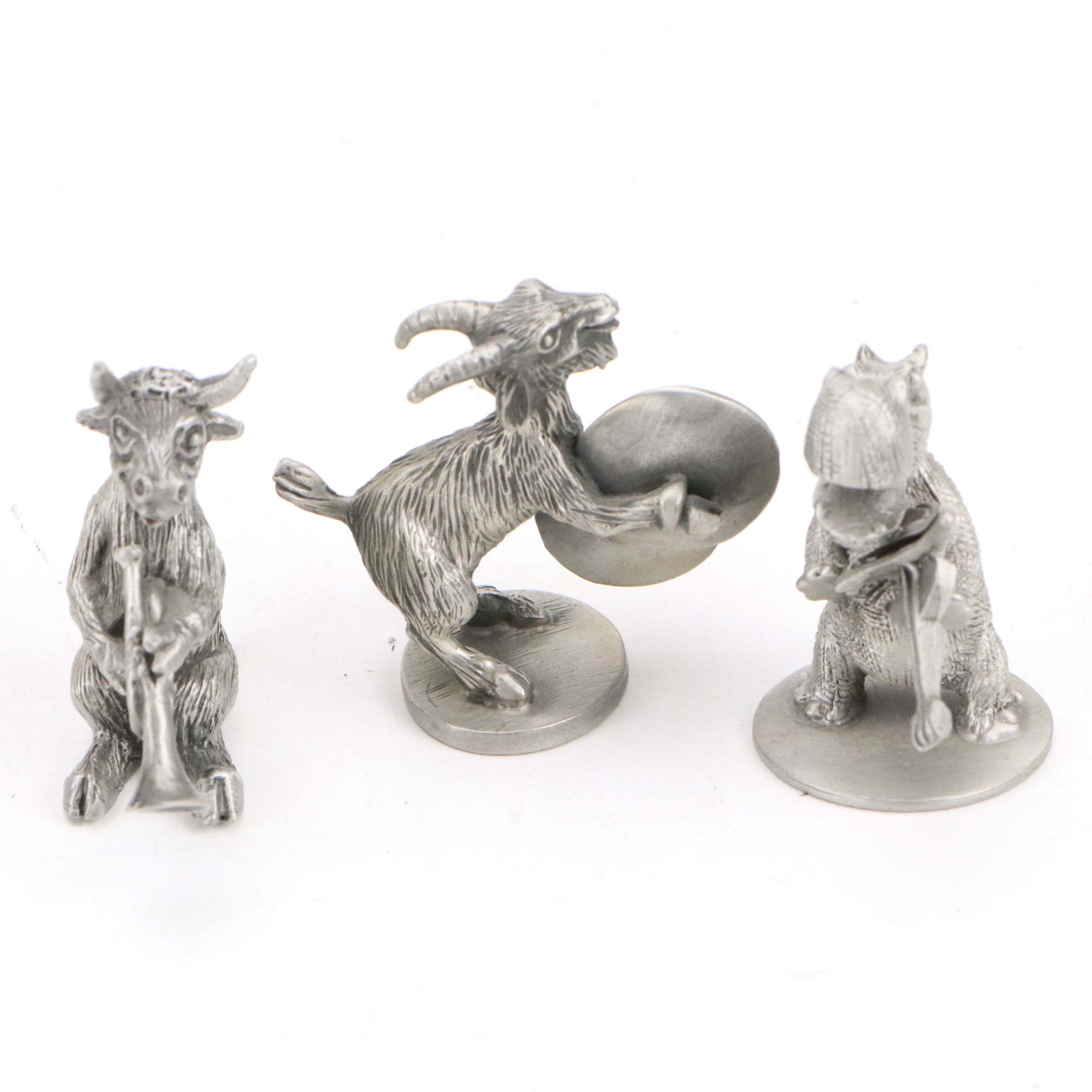 Hudson Pewter Animal Orchestra with Wood Risers