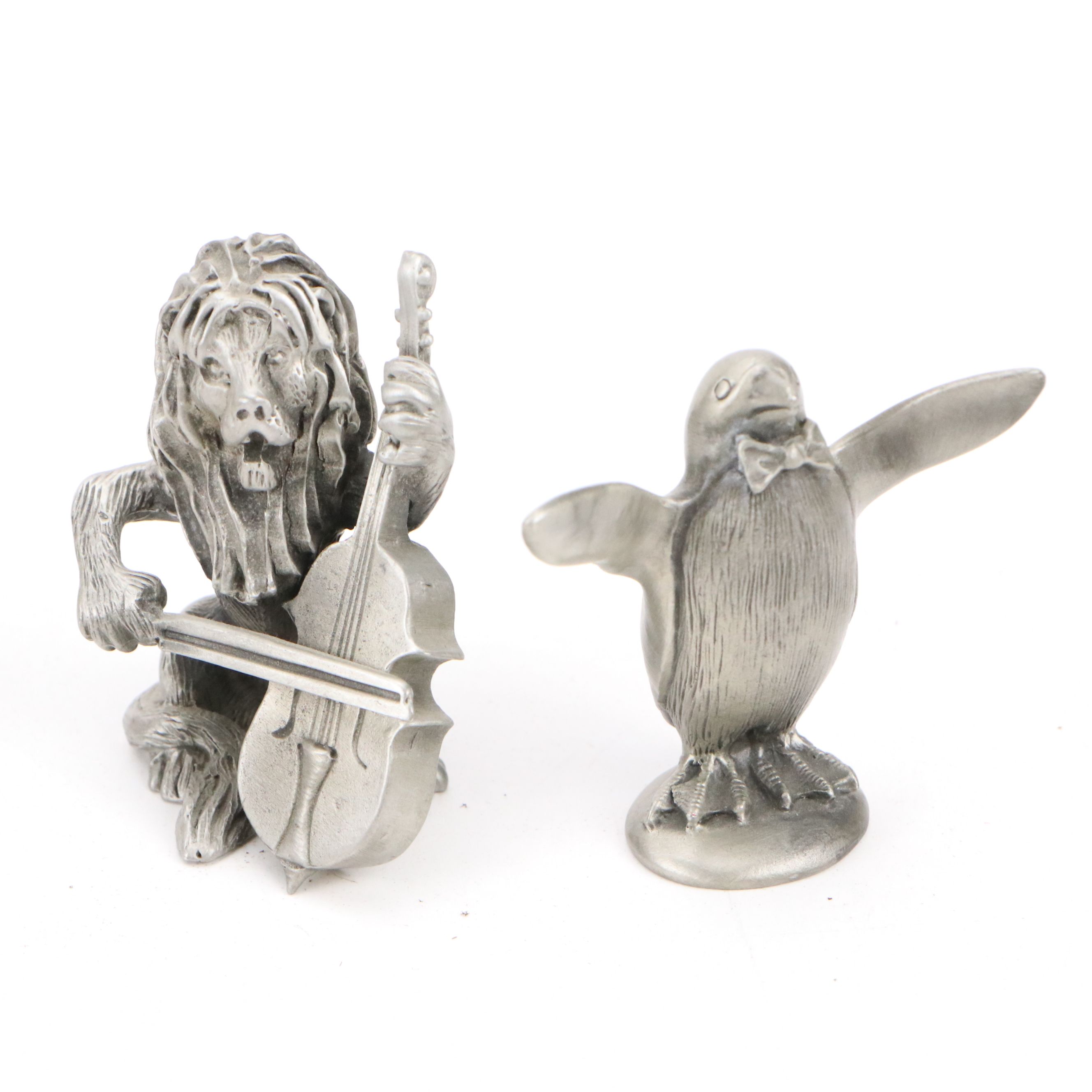 Hudson Pewter Animal Orchestra with Wood Risers