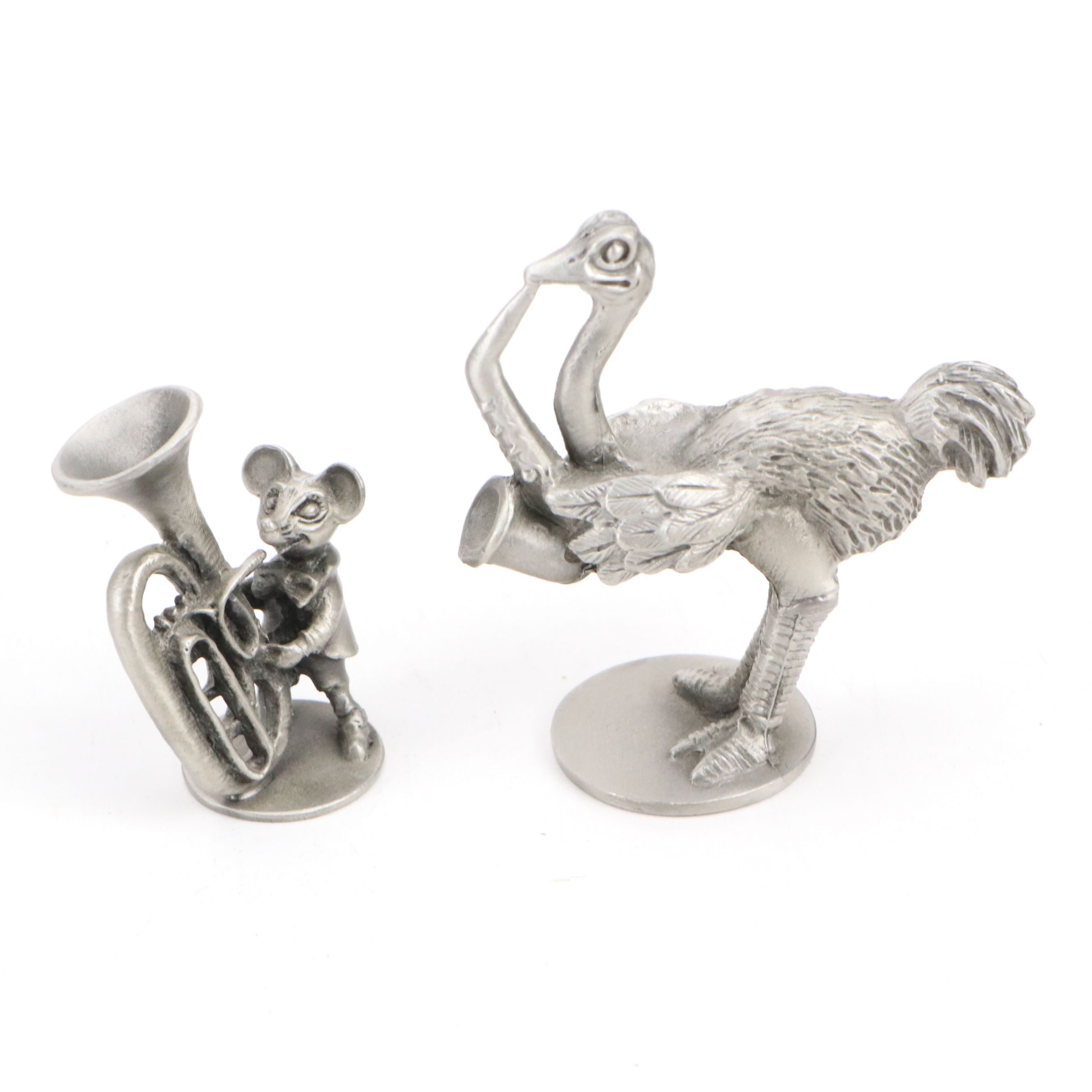 Hudson Pewter Animal Orchestra with Wood Risers