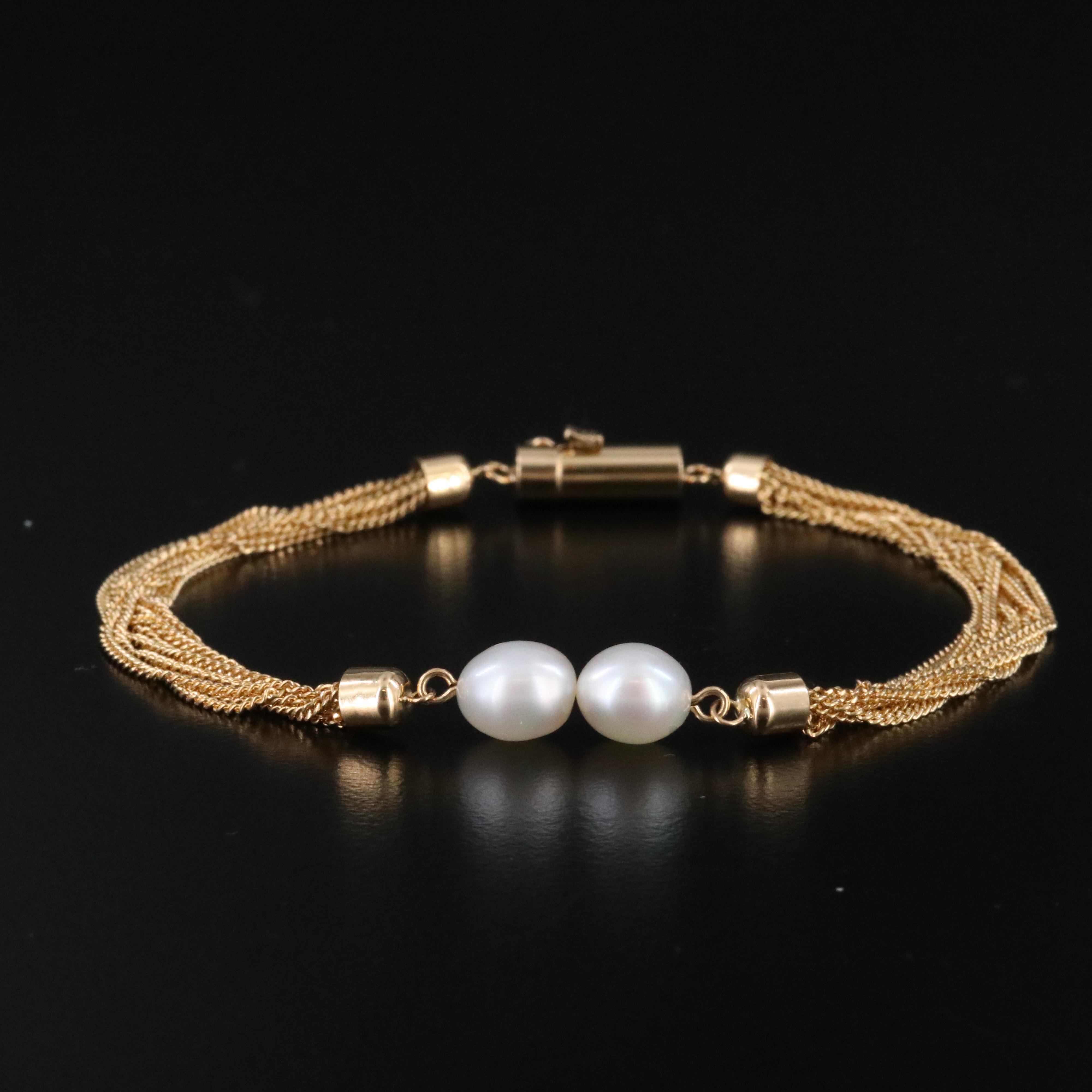 MIkimoto 18K Double Pearl Bracelet