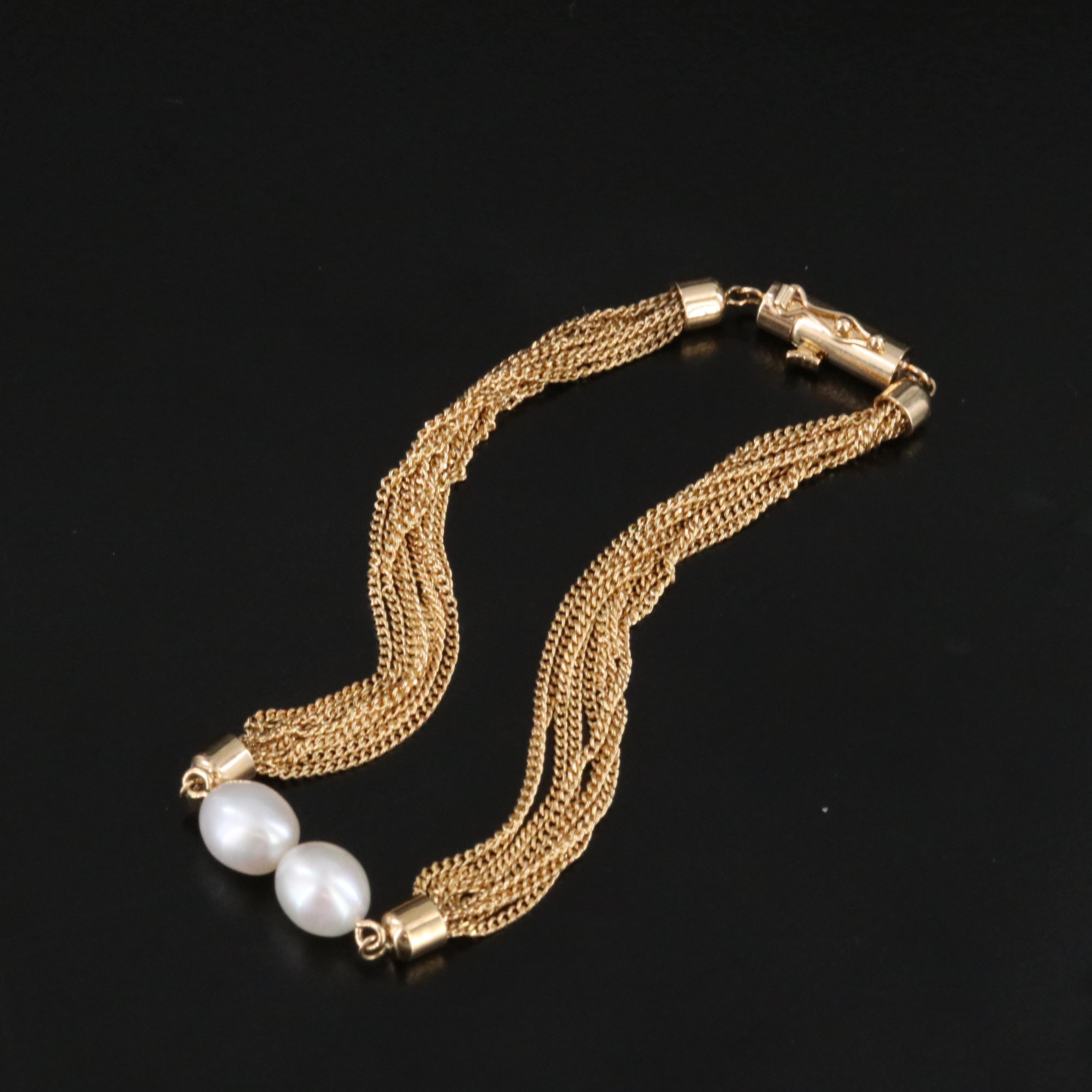 MIkimoto 18K Double Pearl Bracelet