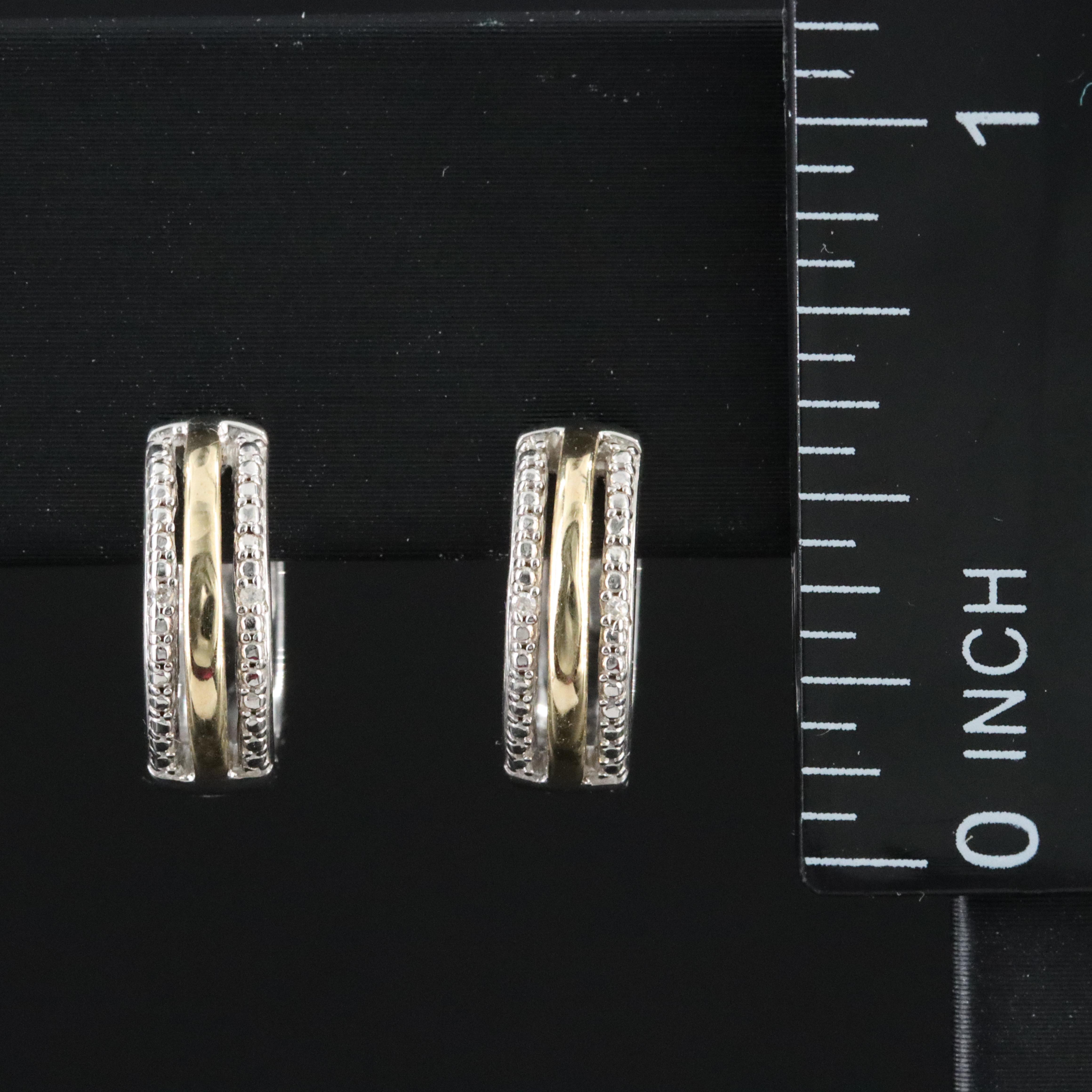 Sterling Diamond Set of Earrings Including 10K Accents